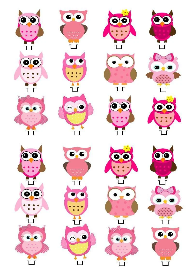 Baby shower owl cupcake toppers made from edible paper - Ediblecakedecorations