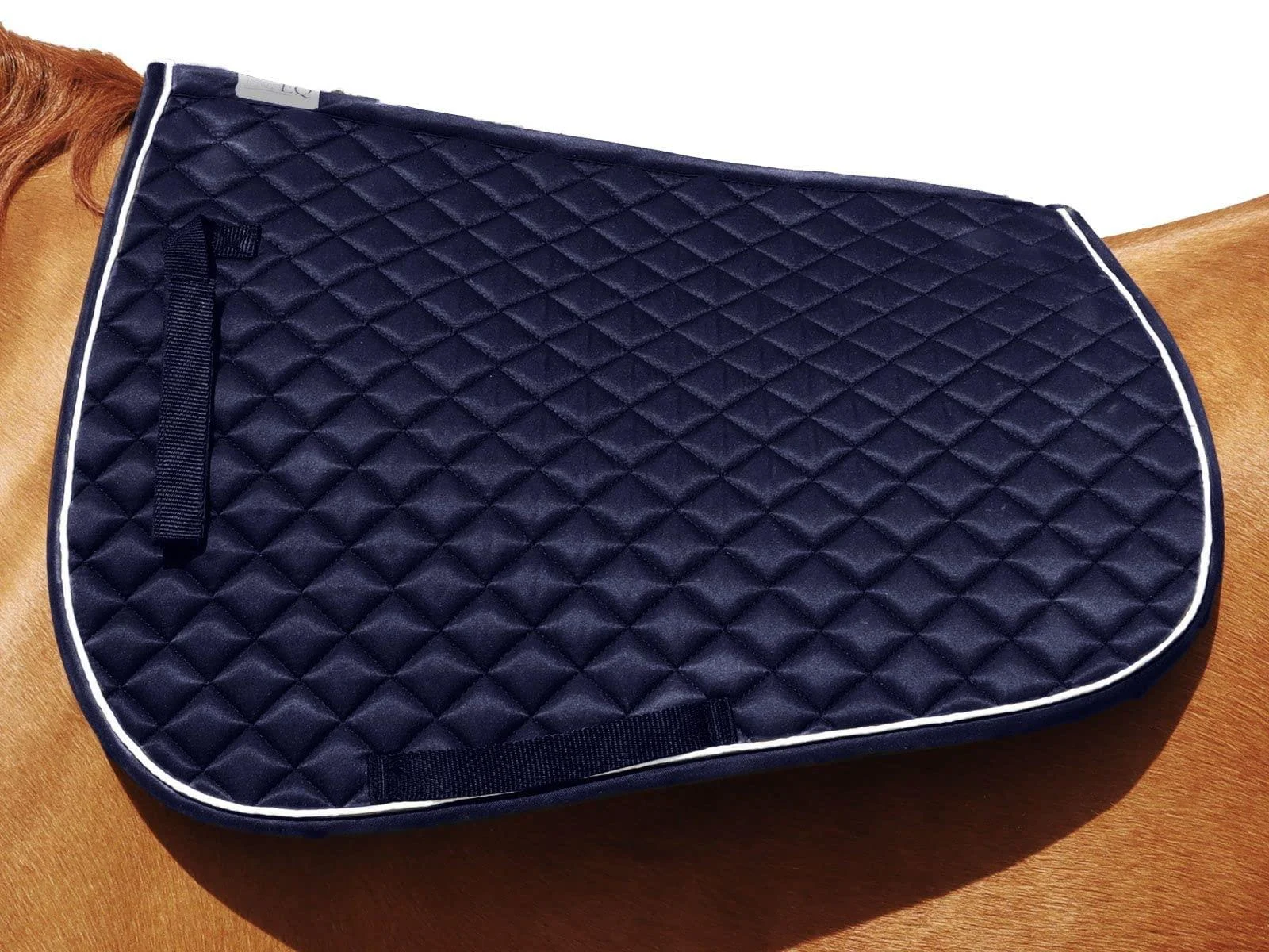 One Stop Equine Shop BasEQ Diamond Quilted Saddle Pad with Piping Navy/White