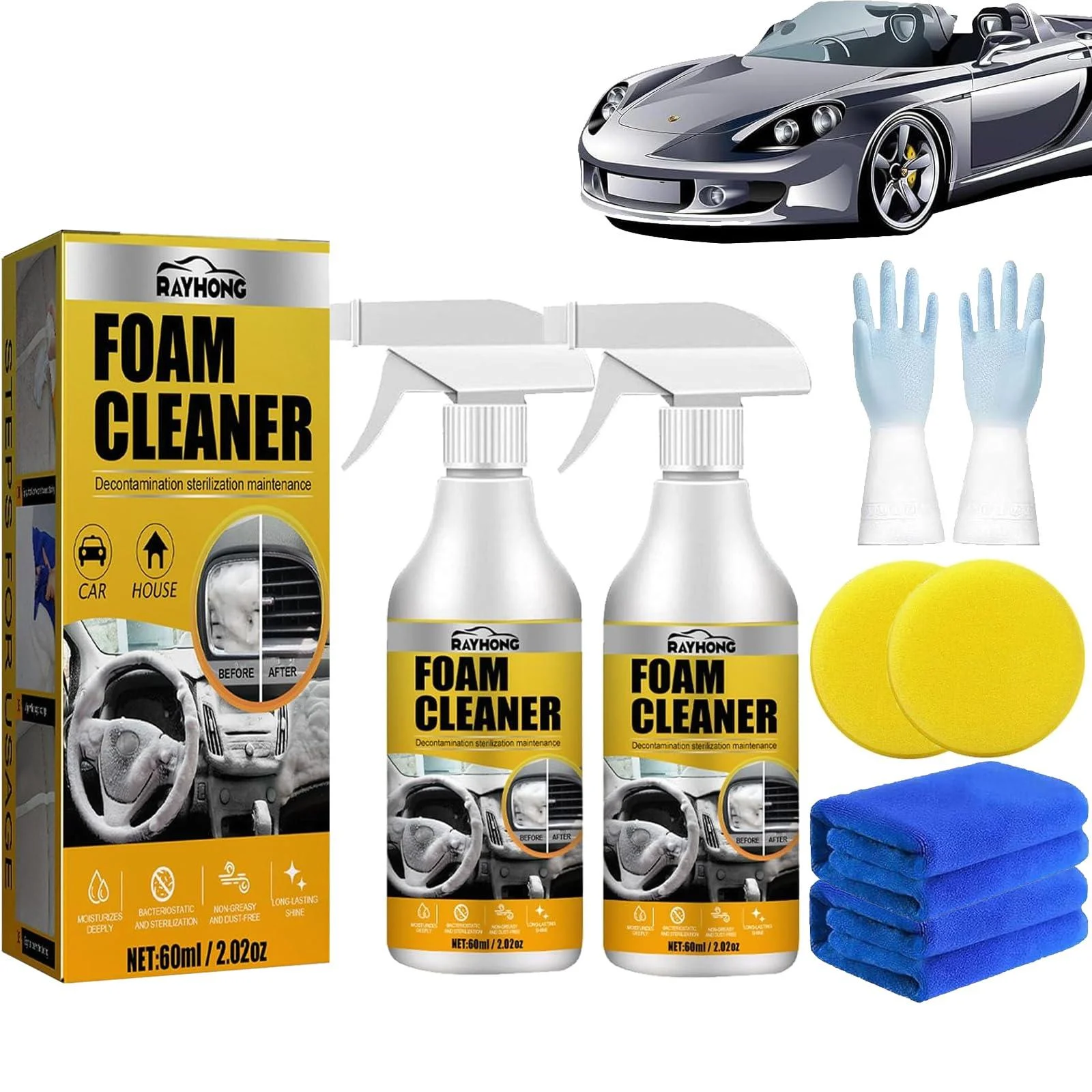 The Mavella Foam Cleaner Foam Cleaner Foam Cleaner for Car Rayhong Foam Cleaner Foam Cleaner All Purpose (2PCS) - DASHENRAN
