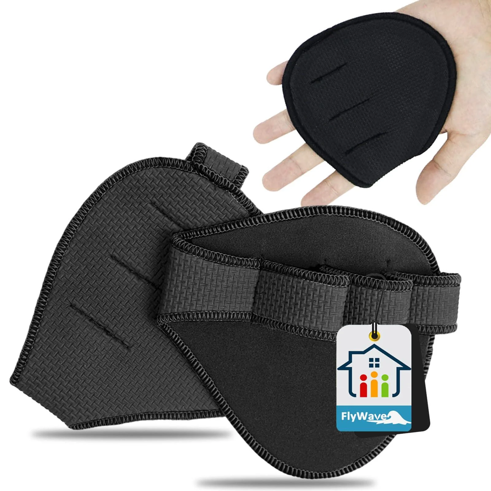 Flywave grip pad 2 pieces neoprene grip pads black fitness grip pads anti-friction grip pads strength training for weightlifting pull-ups