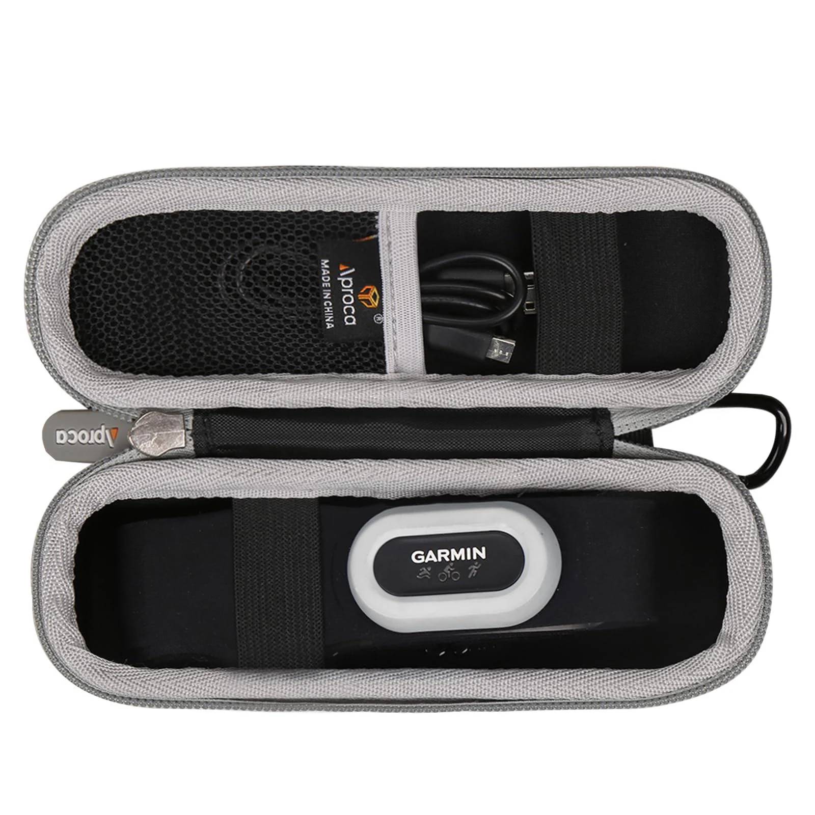 Aproca Hard Shell Travel Storage Case for Garmin HRM-Pro/HRM-Tri Heart Rate Monitor Gray Zipper