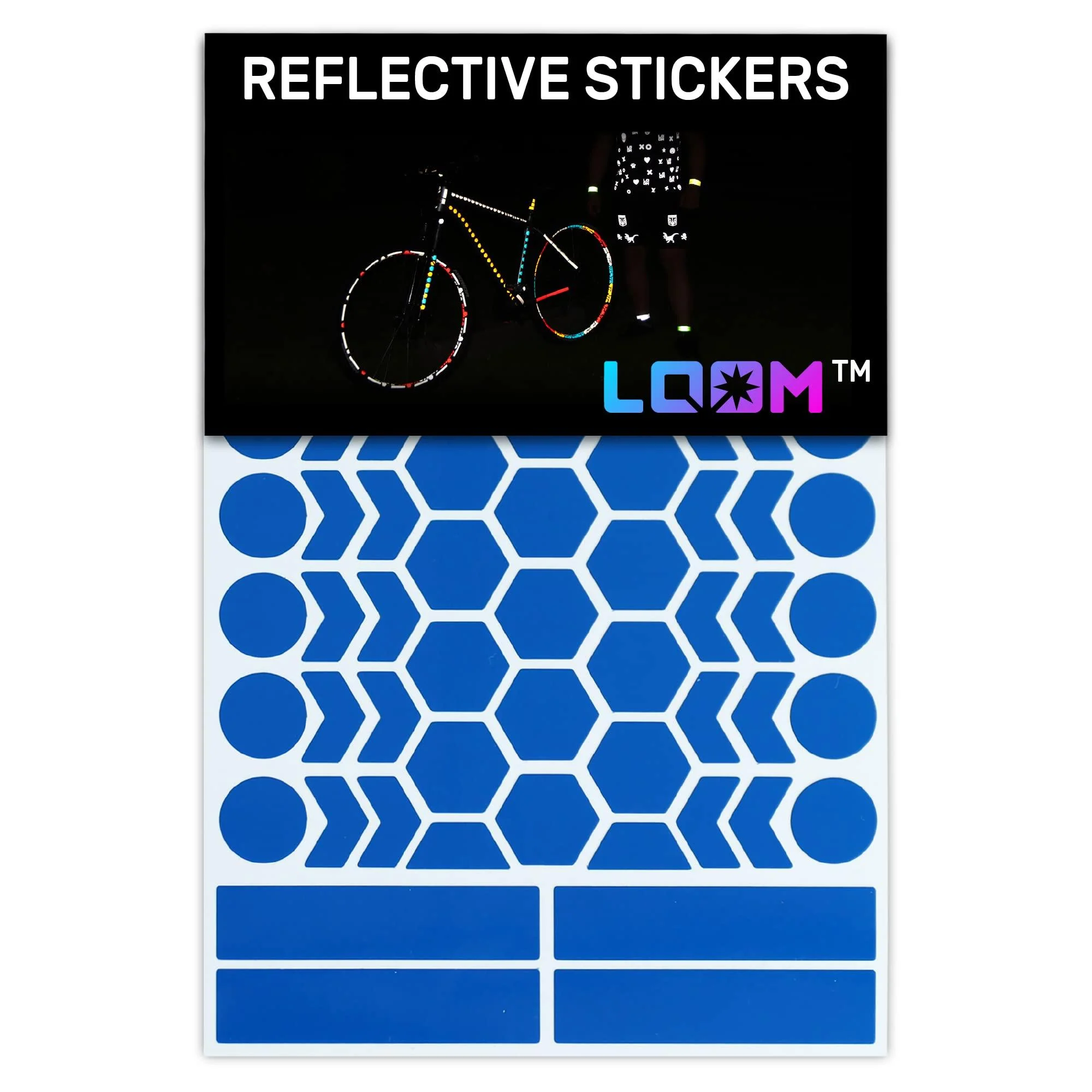 Reflective Stickers Kit (67pcs Blue)| Self-Adhesive Bike Decals for Nighttime Safety | Reflective Sticker for Helmet, Motorcycle, Bicycle, Car & Stroller | Waterproof Visibility Stickers