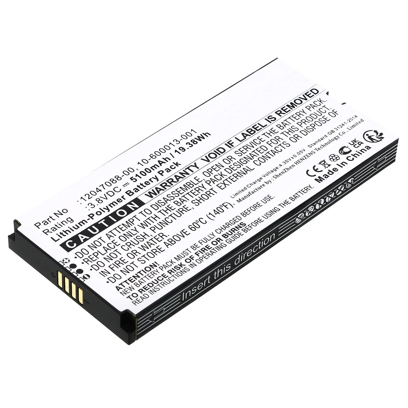 Synergy Digital Alarm System Battery Compatible with Vivint Smart Hub Control Panel Alarm System (Li-Pol 3.8V 5100mAh) Ultra High Capacity Replacement for Vivint 10-600013-001 Battery