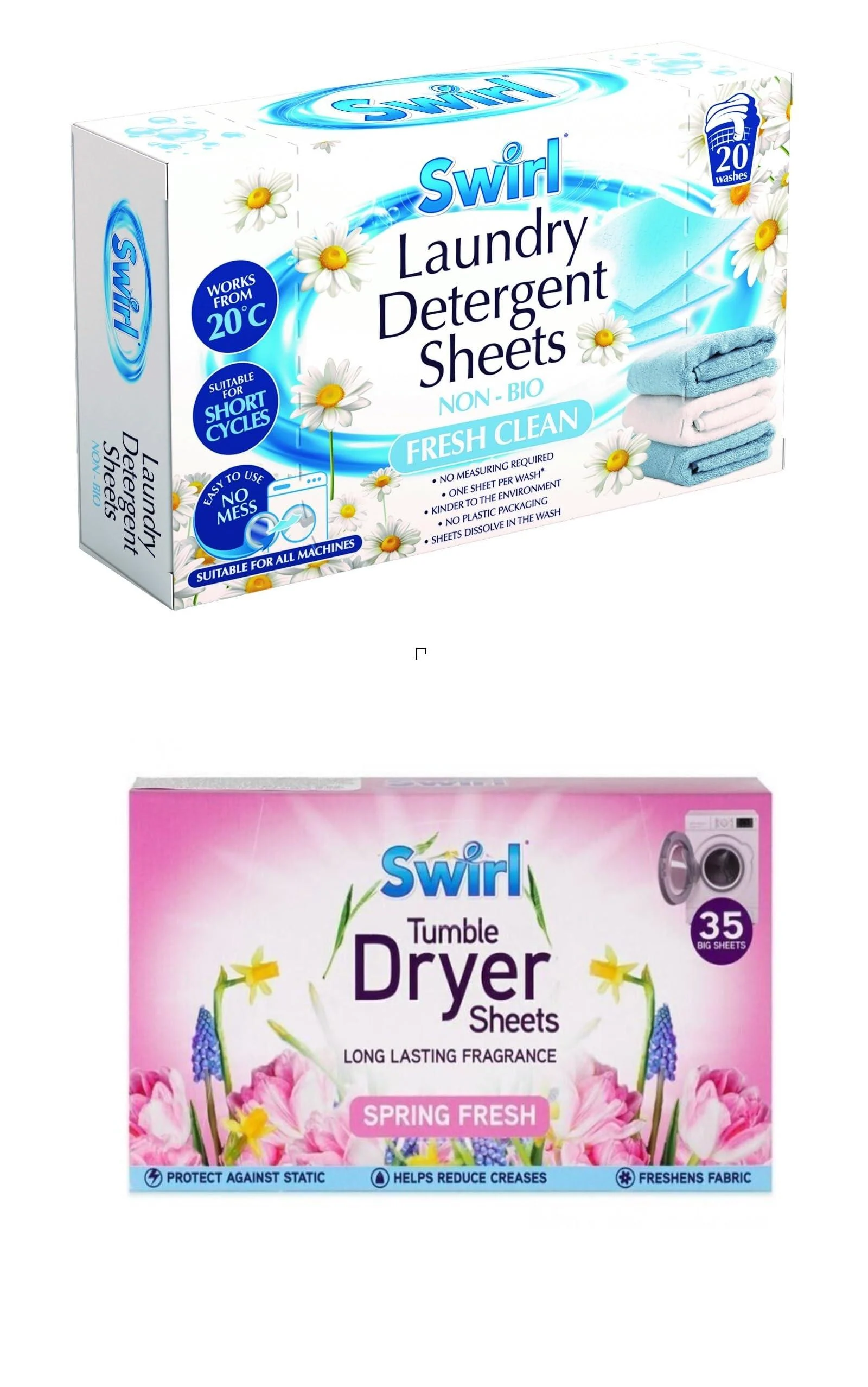2 Pack Includes Spring Fresh Tumble Dryer Sheets + Fresh Clean Detergent Laundry Sheets | 55 Sheets For Fresh Clothes and Linen - Ozmoint
