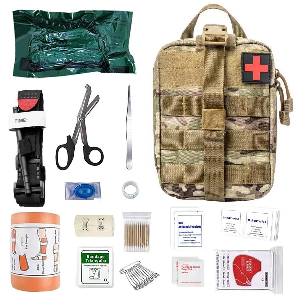 Gobesty first aid set Outdoor 46 first aid box association boxes with tourniquet medical tactical bags survival set first aid kit for camping hiking at home car and adventure
