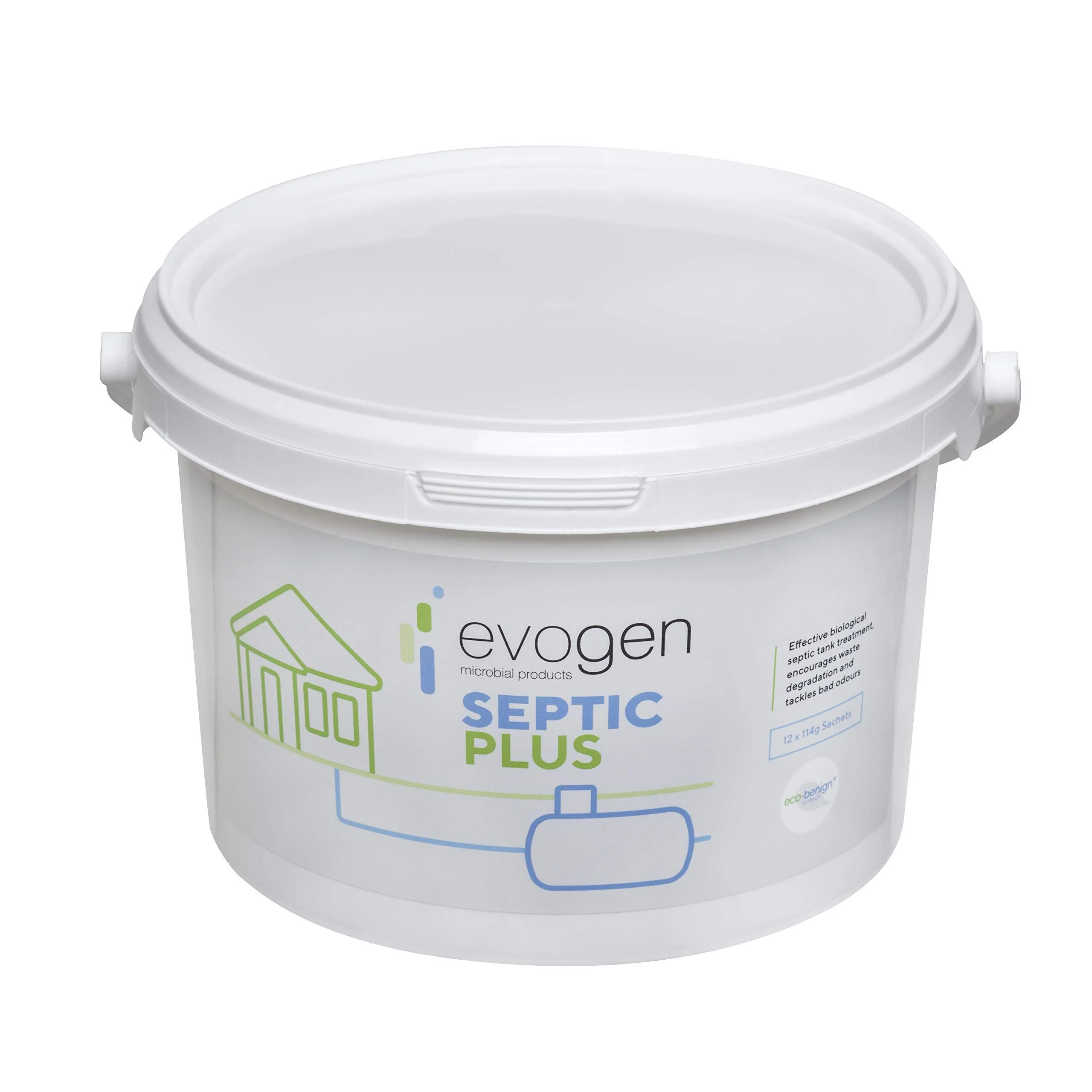 Evogen Septic-Plus Environmentally-Responsible Biological Septic Tank Treatment Encourages Breakdown and Tackles Bad Odours Within The System - 12 Water Soluble Sachets 1 Year Supply