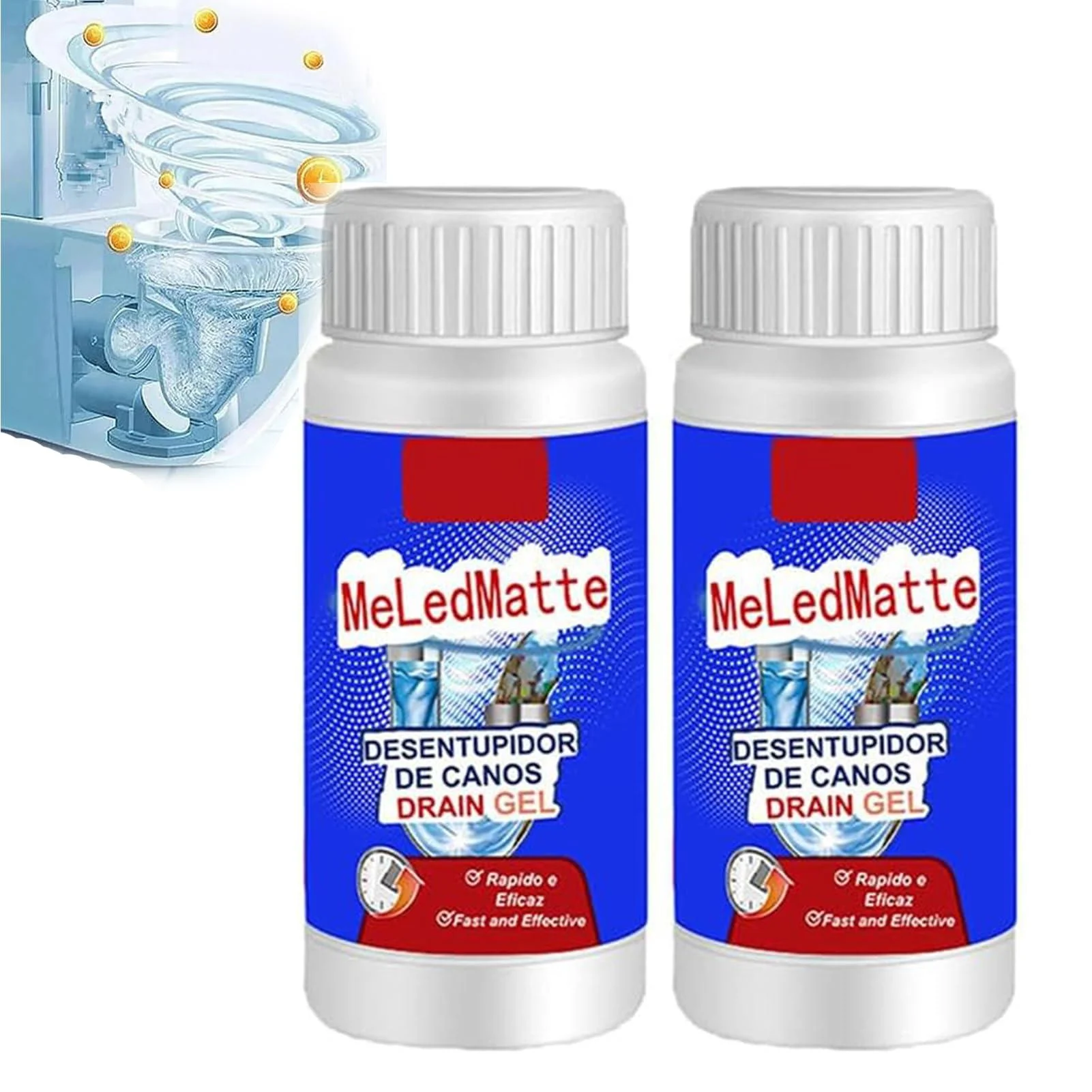 Meledmatte Powerful Pipe Dredging Agent, Meledmatte Powerful Pipe Cleaner,Toilet Drain Cleaner, Sink Drain Cleaner for Kitchen Toilet Pipeline Quick Cleaning Tool - Generic