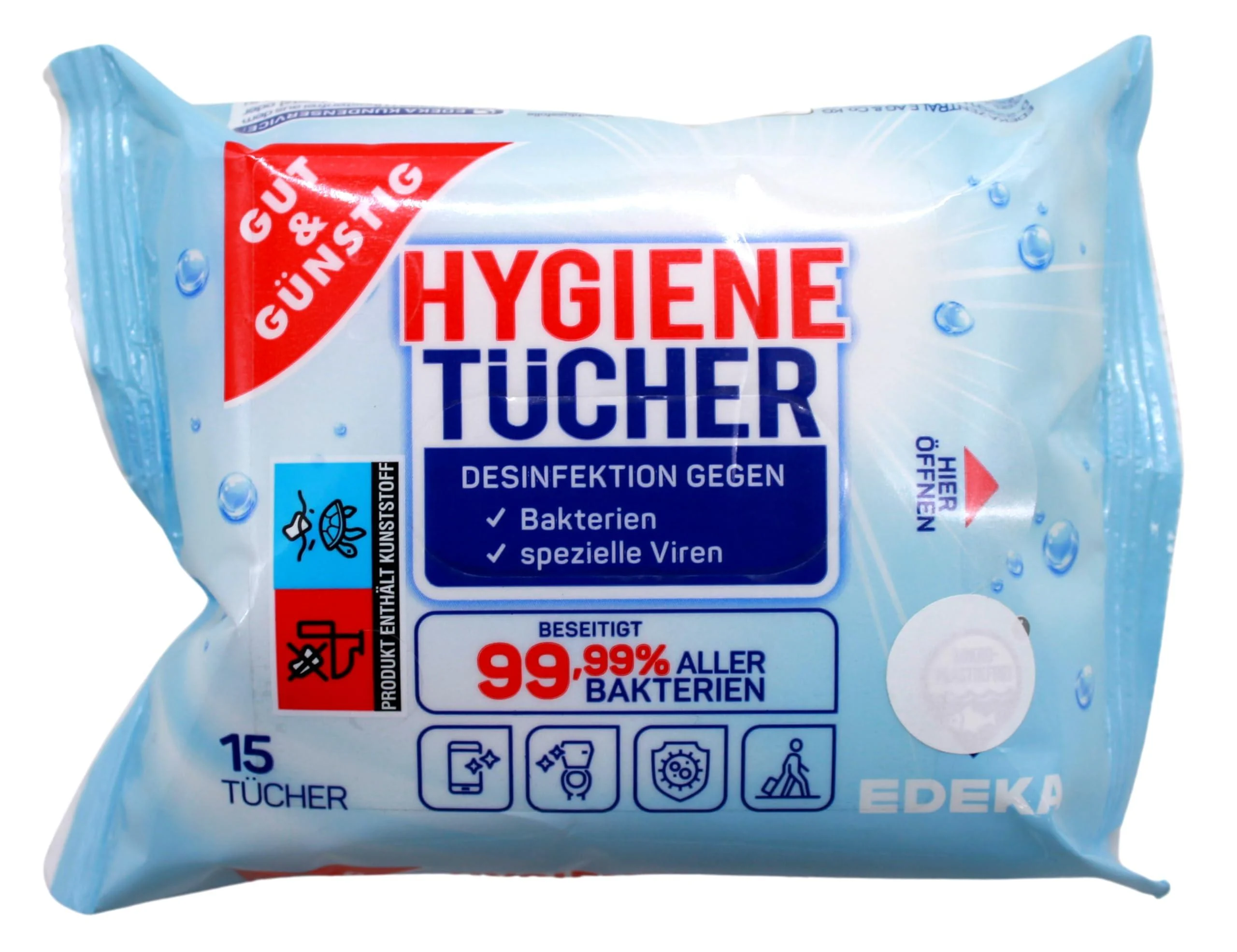 Good & Cheap hygiene wipes 15 pieces pack of 20 (20 x 15 pieces) - Edeka