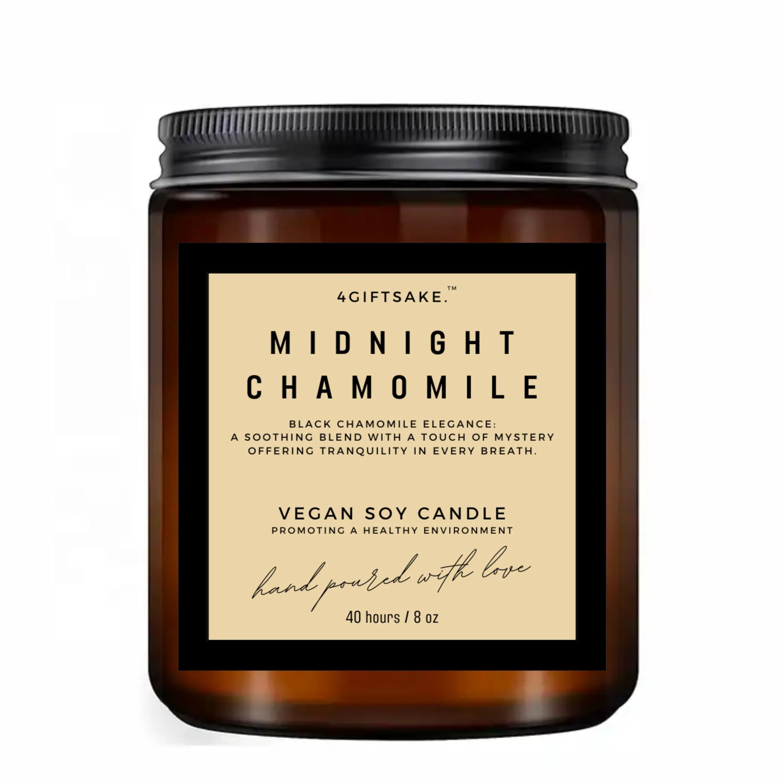 8oz Handmade Candle - Unique Scents - Eco-Friendly Vegan Soy - Premium Quality - Elevate Space with Enchanting Aroma (Midnight Chamomile)