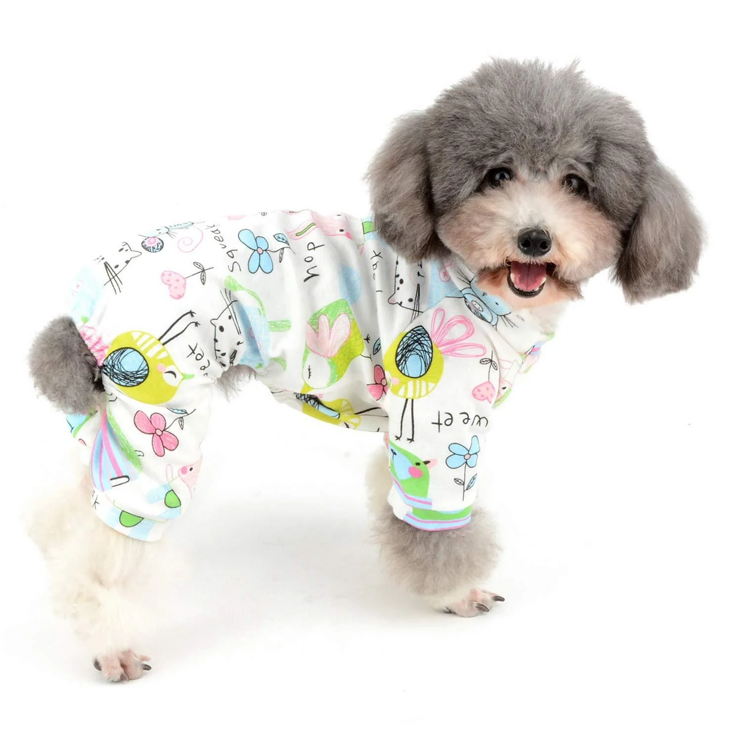 Zunea small dog overall enchanting mouse flower printed overalls soft cotton romper puppy sleeping clothes four legs pajama clothing for pets cats puppies L l (pack of 1) mouse