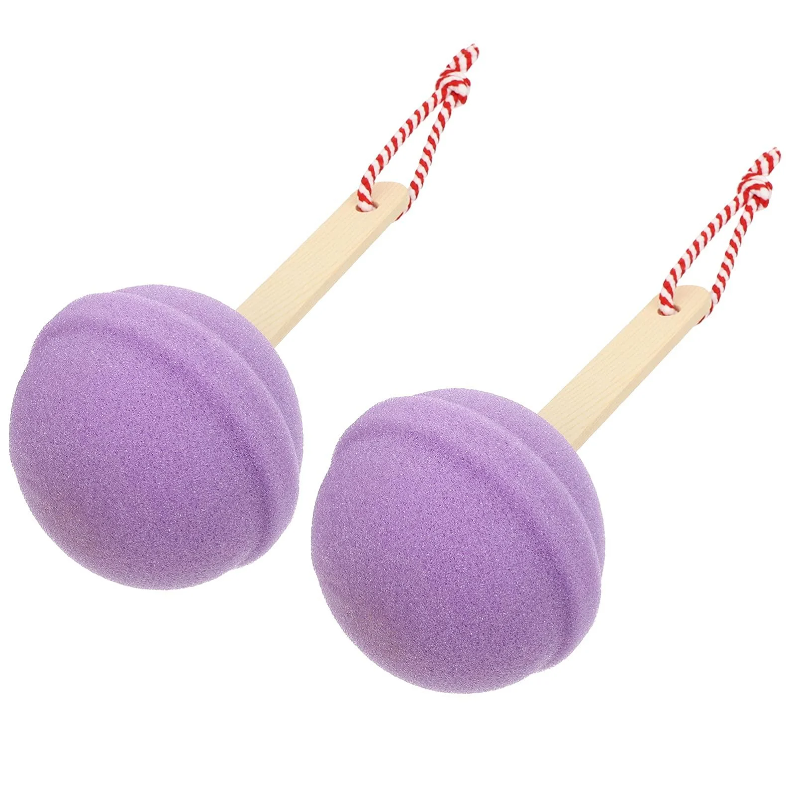 Beaupretty Bath Bath 2pcs Bath Shower Sponge Lollipop Shaped Round Sponge with Handle Exfoliating Cleaning Scrubbing Sponges for (Purple) Bath Sponge Bath Bath