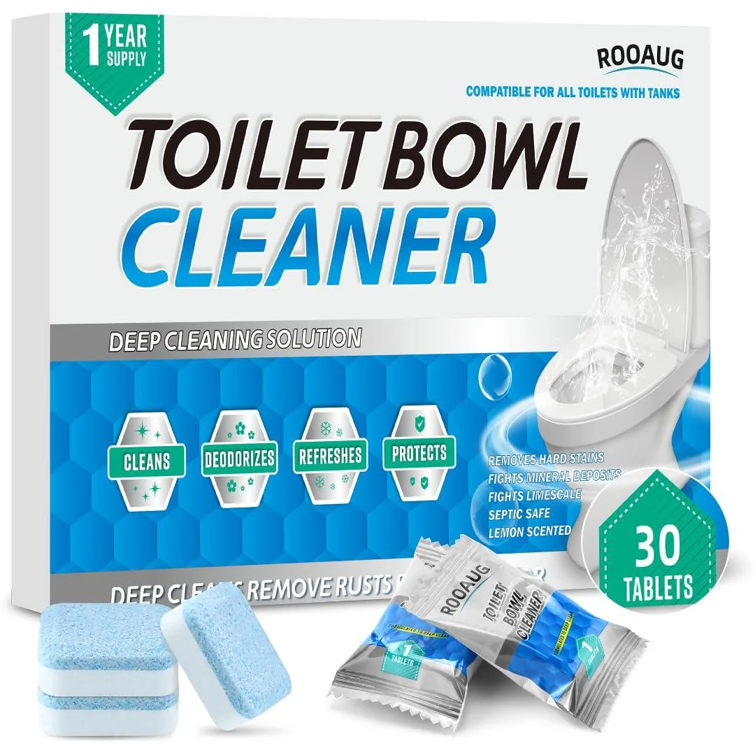 30 Tabs Toilet Bowl Cleaner Tablets Toilet Tank Cleaner Tablets/Household Toilet Cleaners Compatible for All Toilet Bowl - ROOAUG