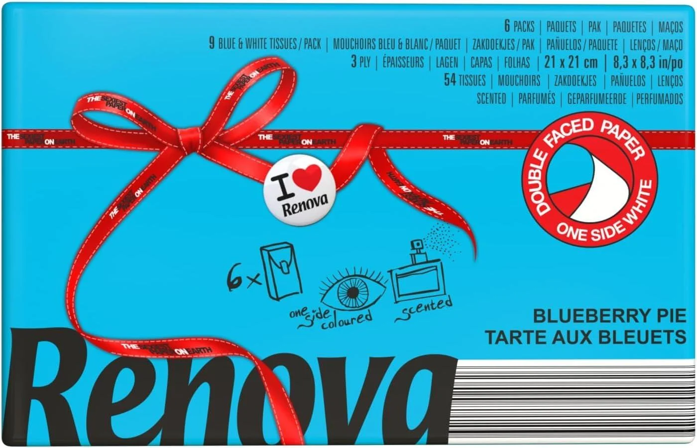 Renova Handkerchiefs Red Label Red Strawberry Fragrance - 6 Packs
