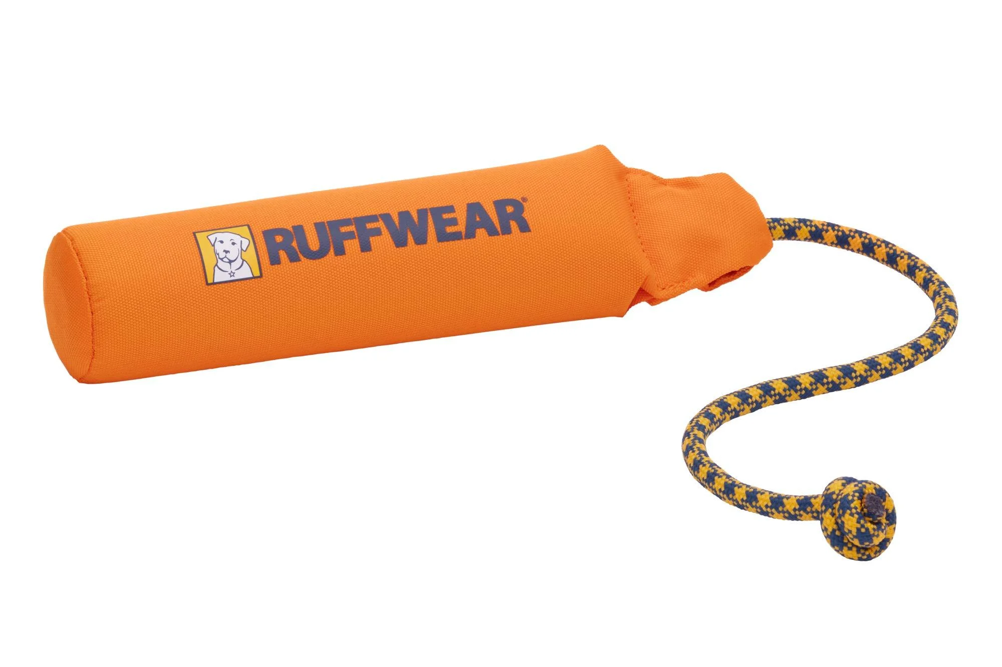 RUFFWEAR Lunker Floating Throw Toy - Dog Toy for Active Dogs Strong Material with Rope Handle Easy to Throw Tugger Game Floats in Water Outdoor Pet Boredom Breaker Campfire Orange