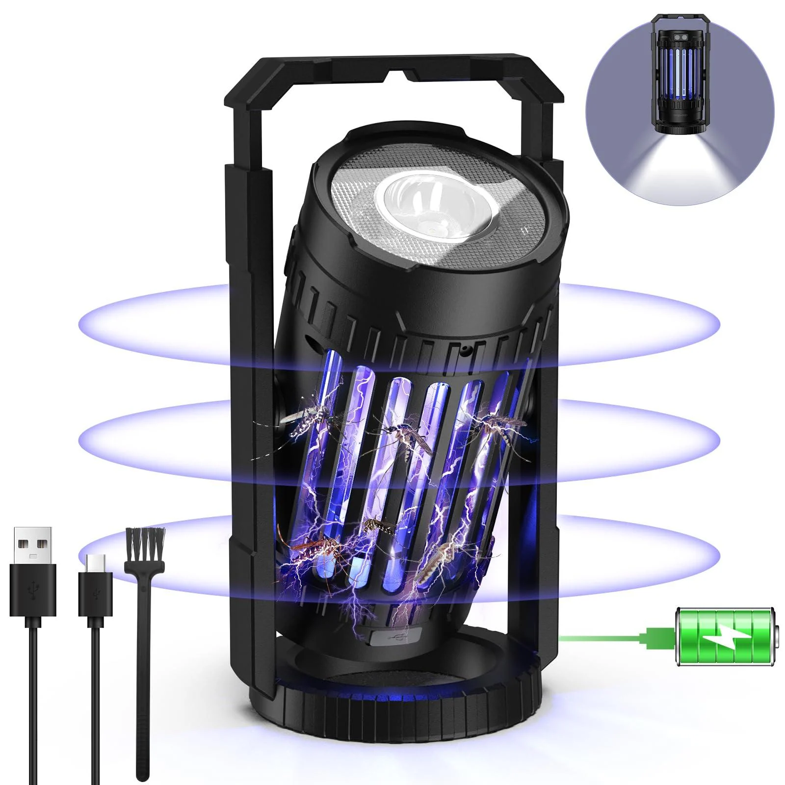 Bug Zapper for Outdoor Indoor 4200V 15W UV Mosquito Killer Lamp Waterproof Electronic Mosquito Zapper Fly Catcher Fly Traps Fly Zapper Insect Killer Mosquito Trap for Kitchen Balcony Patio Camping - Bubbacare