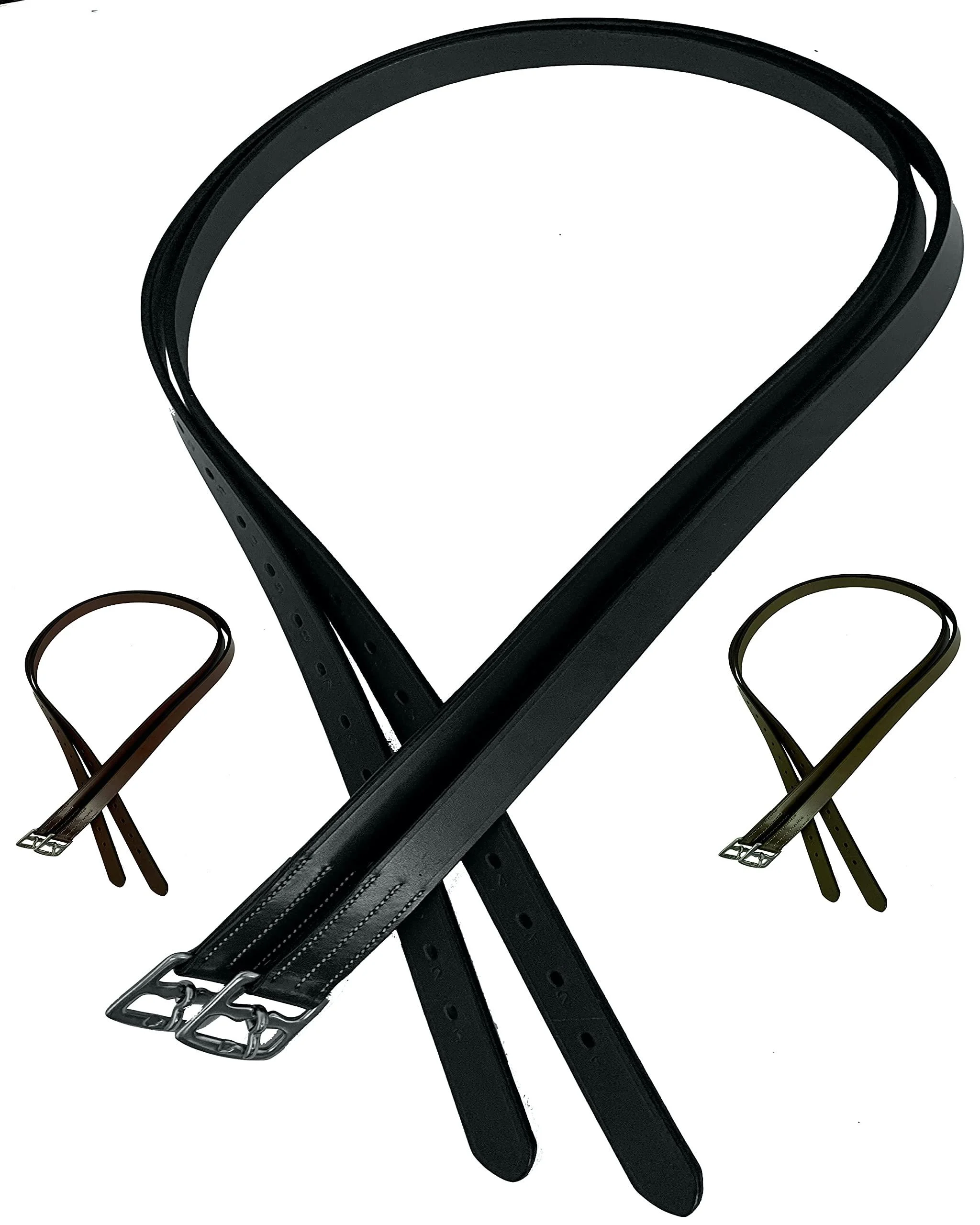 Majestic Ally Genuine Leather English Stirrup Leathers (Pack of 2) 48 Inch Black