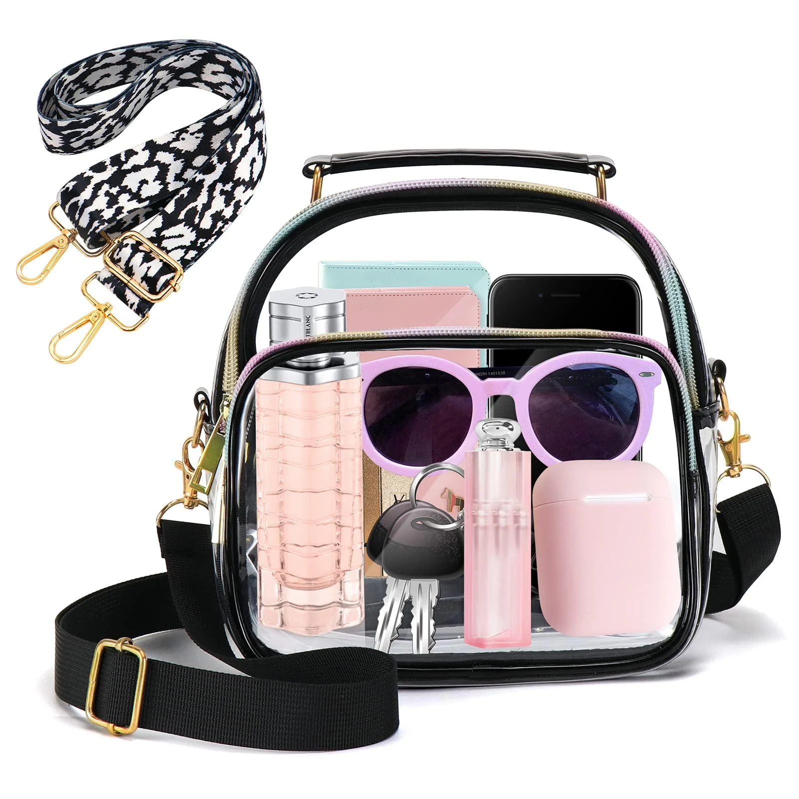 Hysagtek Clear Purse for Women Stadium Approved, Clear Bag, Clear Crossbody Bag, Clear Stadium Bag, Clear Stadium Purse