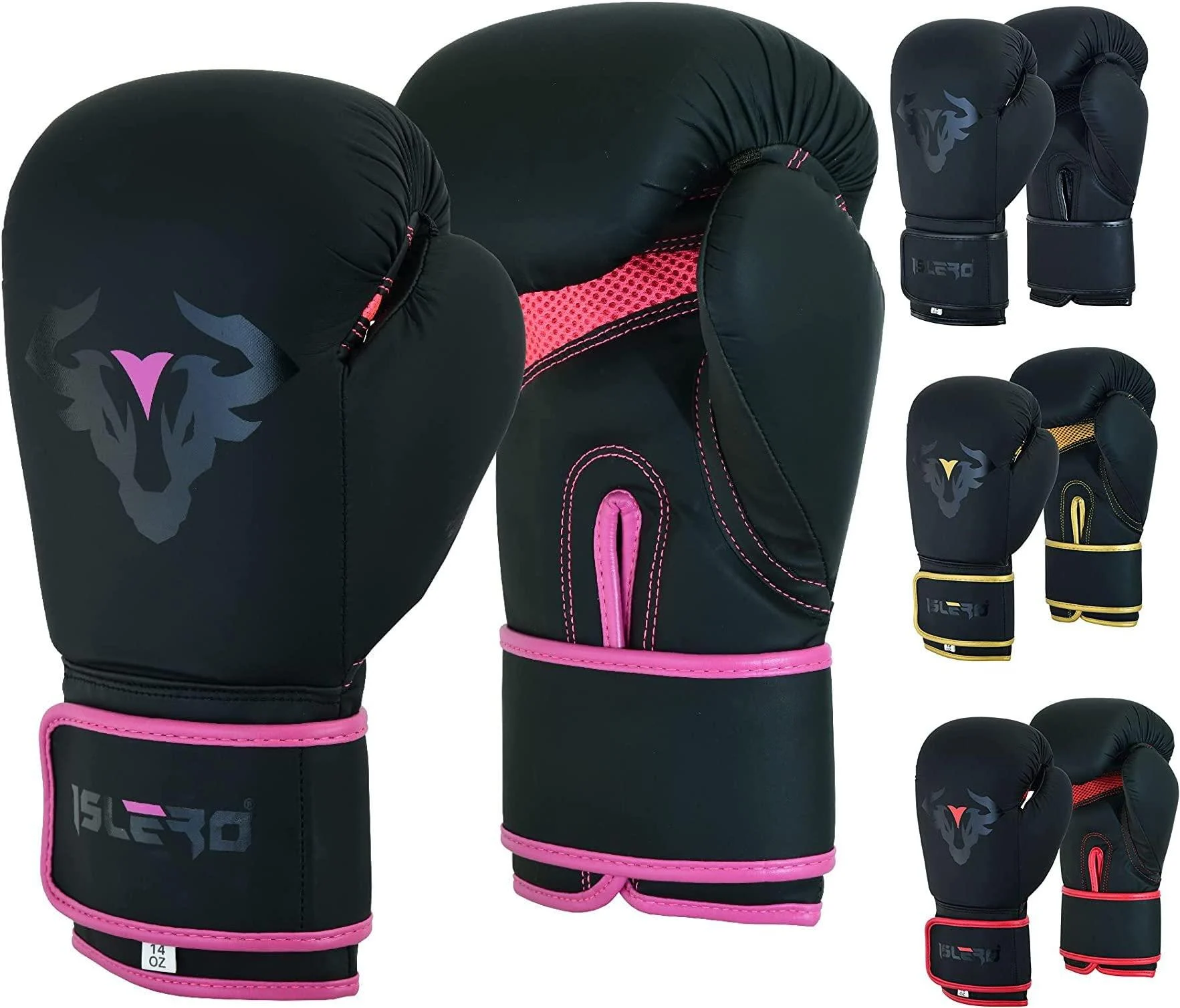 Islero fitness boxing gloves for children matt black 113 g 170 g punching bag pink girls junior mma muay thai boy martial arts kickboxing sparring training fighting 6 oz rosa