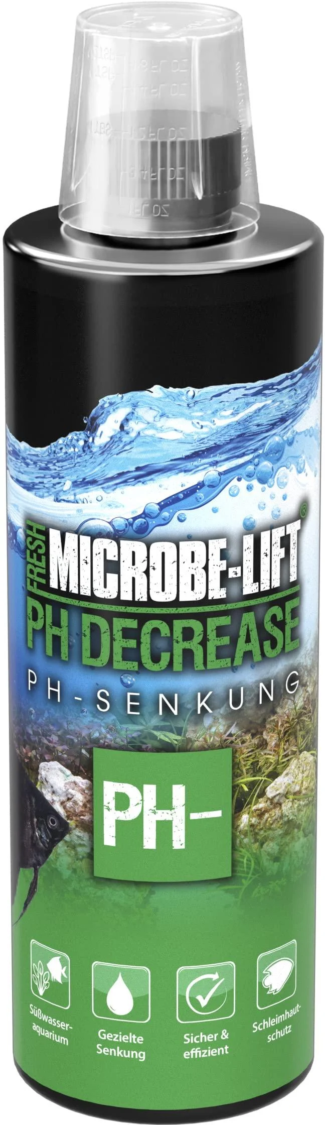 Microbe -Lift PH Decrease - 473 ml - Fast and safe pH reduction for freshwater aquariums including electrolytes to support water balance.Black 473ml (16oz)