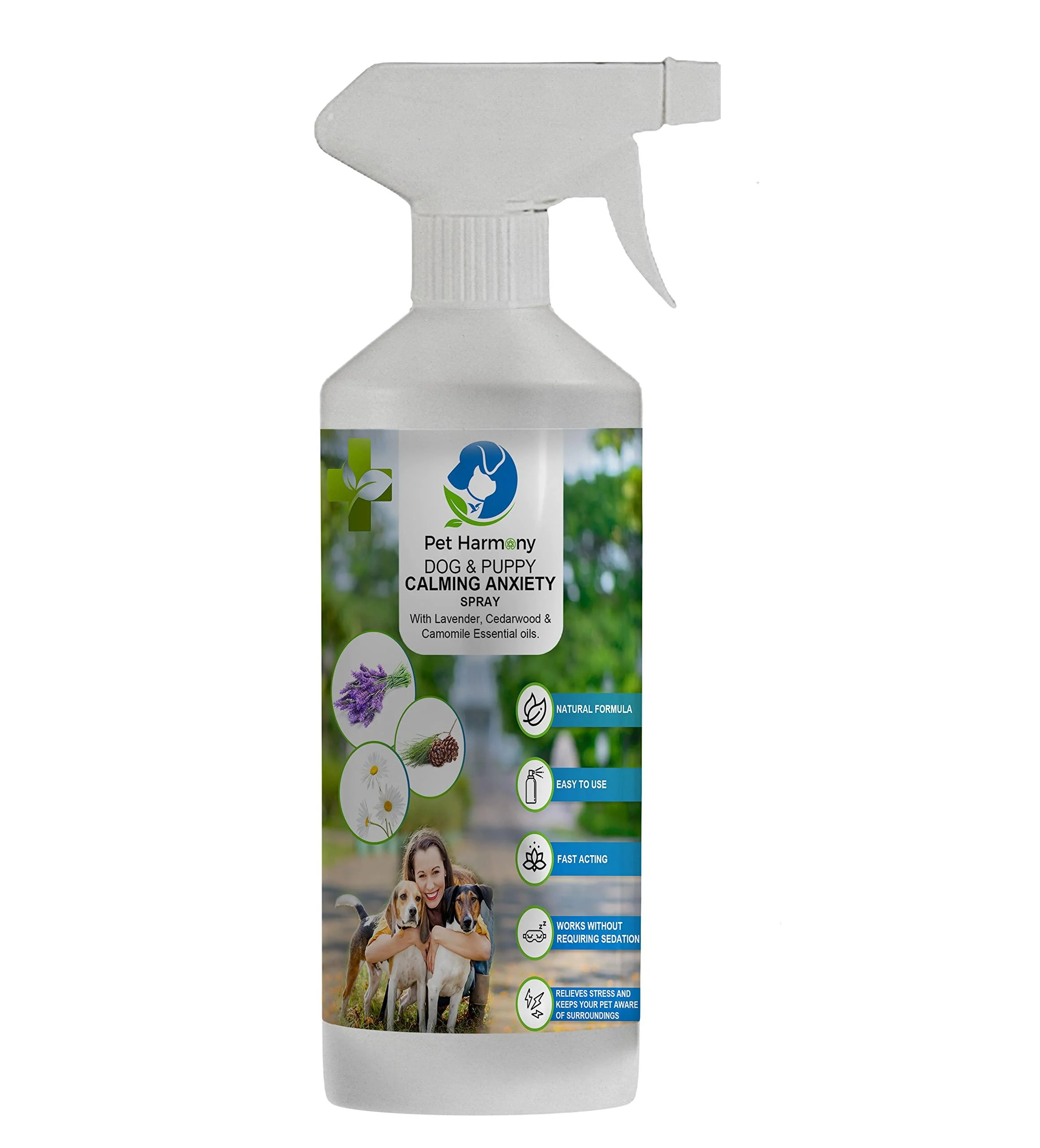 Pet Harmony Anxiety Calming Spray for Dogs & Puppies - 500ml - Natural Training Aid for Separation Anxiety & Stress Relief - Effective Soothing Formula 500 ml (Pack of 1)