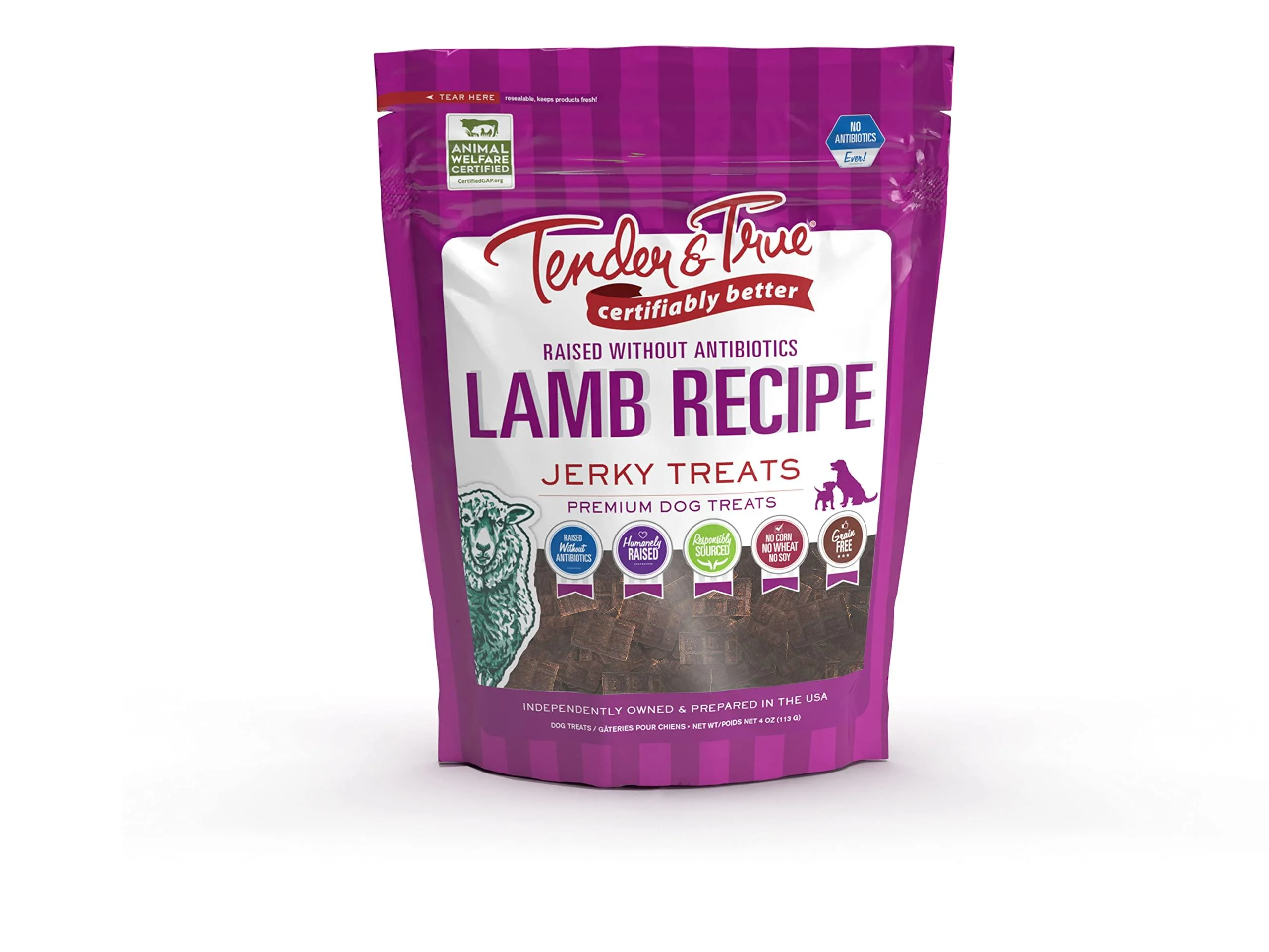 Tender & True Pet Nutrition Humanely Raised Lamb Jerky Dog Treats 4 Oz