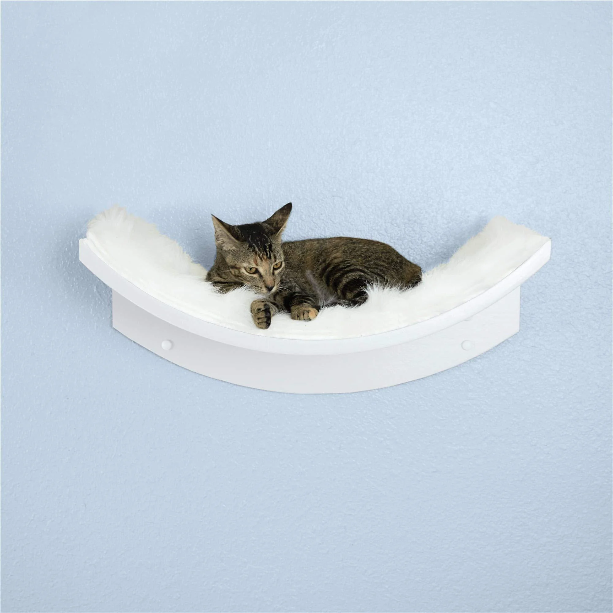 THE REFINED FELINE 22 Inch Lotus Leaf Cat Shelf with Replaceable Carpet, Playing, Climbing, & Lounging Cat Shelves and Perches for Wall, Cat Hammock and Bed for Large Cats White
