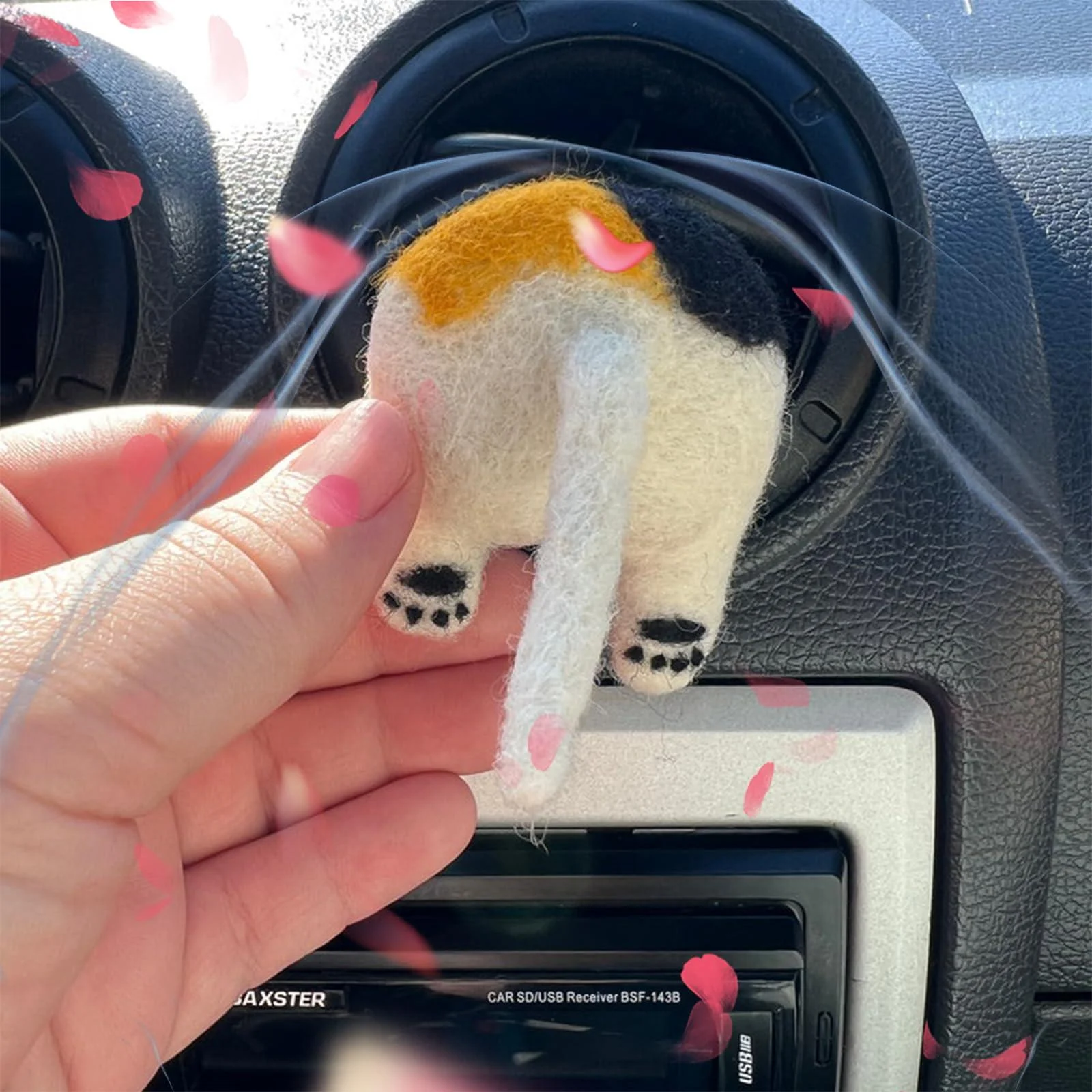 Handmade-Needle Felted Butt Gag Cat Car Accessories Handmade Cat Butt Car Vent (H)