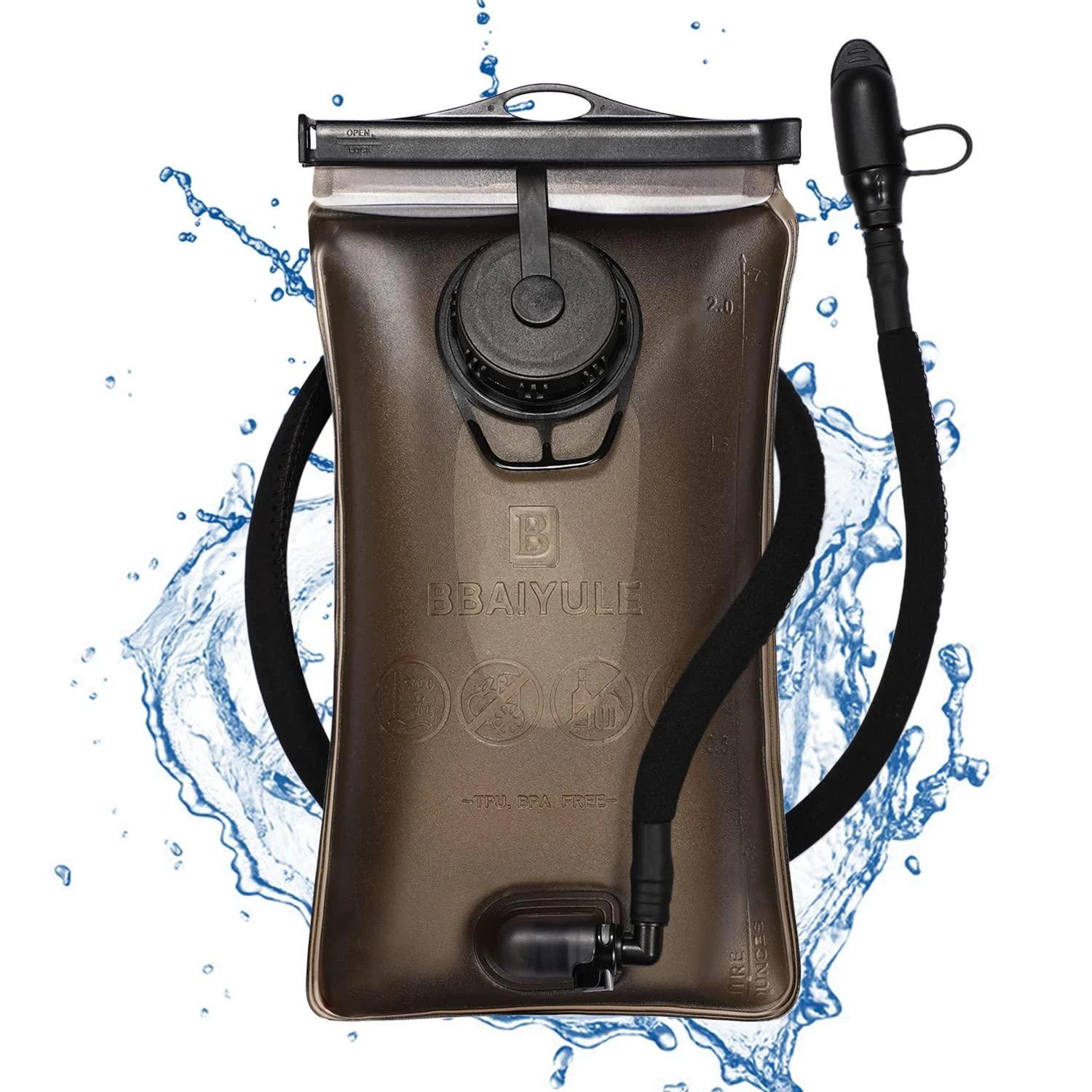 BBAIYULE drinking bladder 2l/3l drinking bag BPA-free & tasteless drinking bag optionally with insulation pocket water bubble drinking system with 2 openings to run (2l drinking bubble gray)