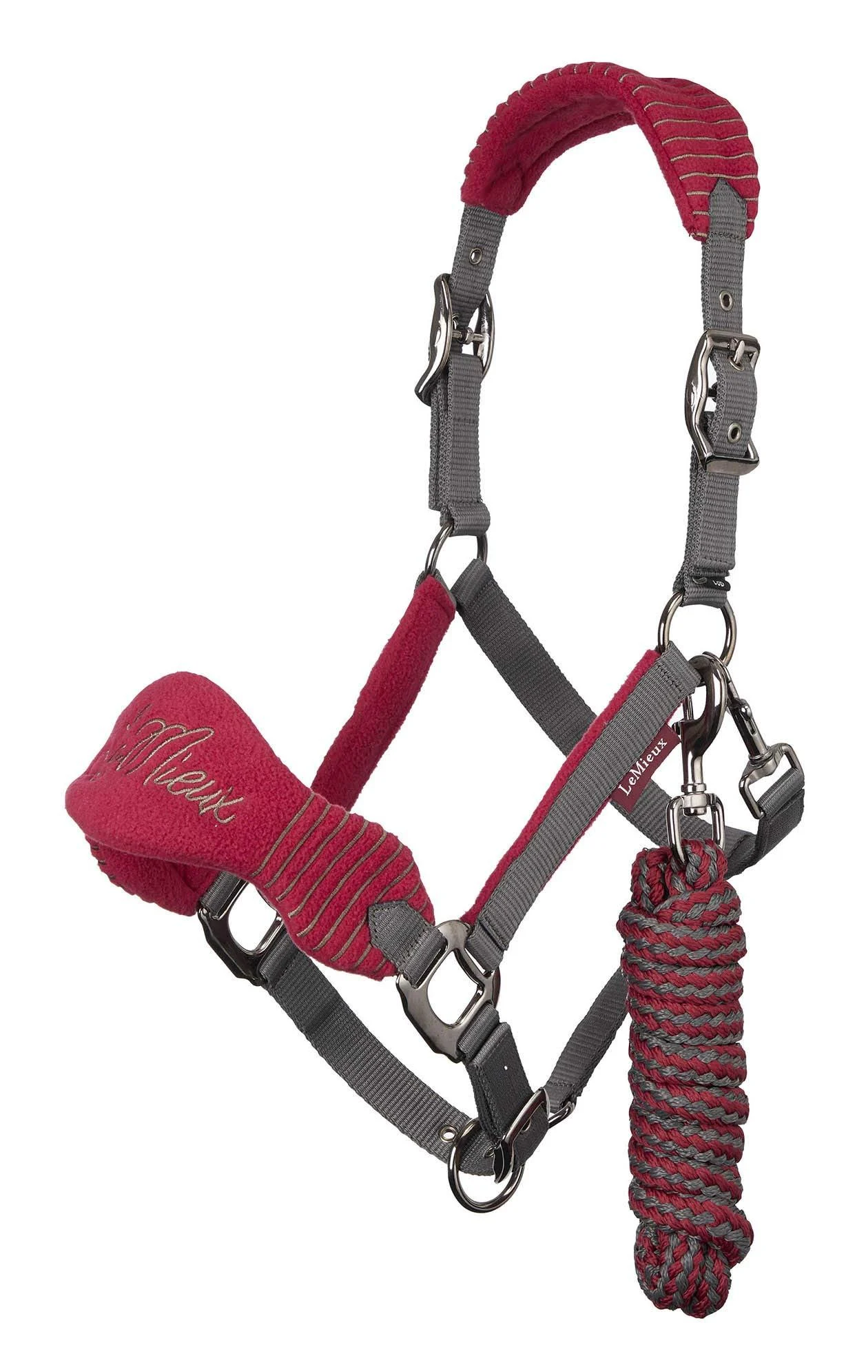 LeMieux Vogue Fleece Headcollar and Leadrope Halter Cob Mulberry