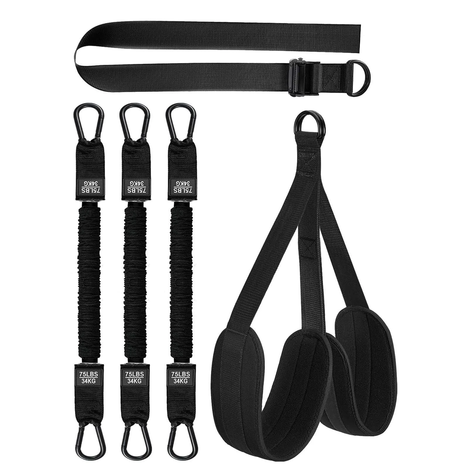 Assisted Pull up Bands 210 Pounds Multifunctional Assist Belt | High Intensity Strength Training Tool Workout Equipment for Home Gym Black - Hoghaki