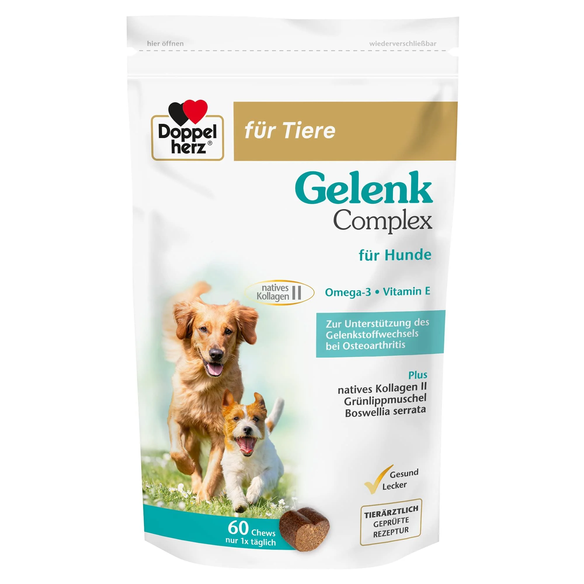 Doppelherz Joint Complex for dogs To support joint metabolism in osteoarthritis 60 Chews 60 Chews Single