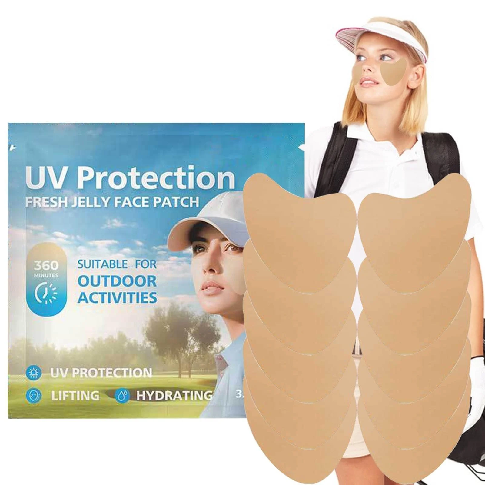Golf Face Patch | 5pair Outdoor Protection Sun Patch Comfortable Facial Sunscreen Patch Portable Golf Patches for Sun Protection for Outdoor - Generic