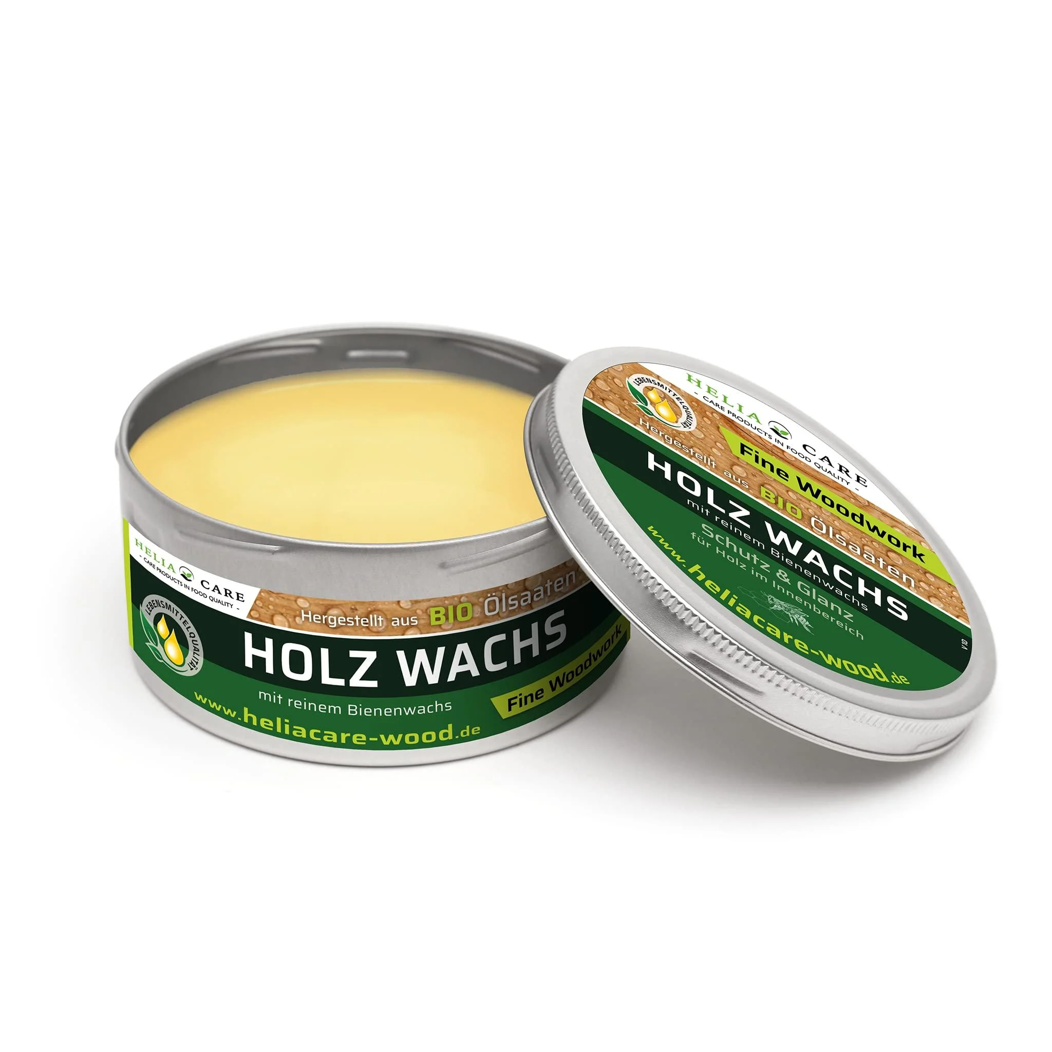 HeliaCARE Premium ORGANIC Wood & Furniture Wax for furniture care and woodworkers with real beeswax in food quality (wax 300ml)
