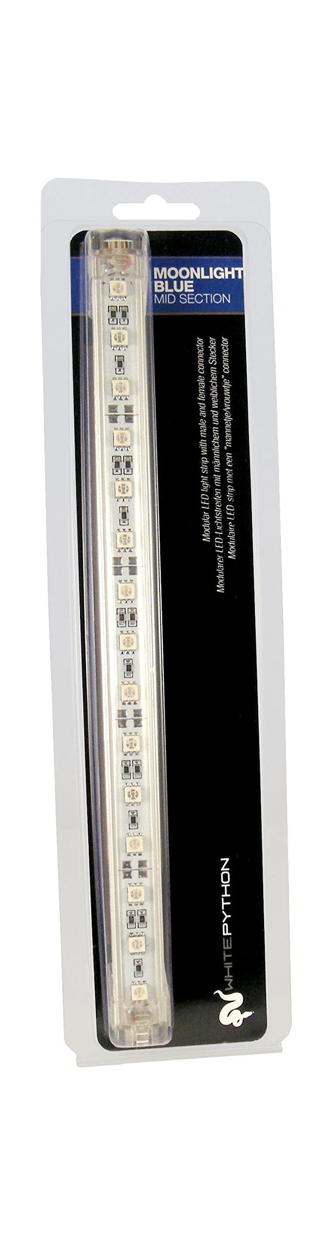 White Python LED Strip with Male and Female Connector Mid Section Moonlight Blue