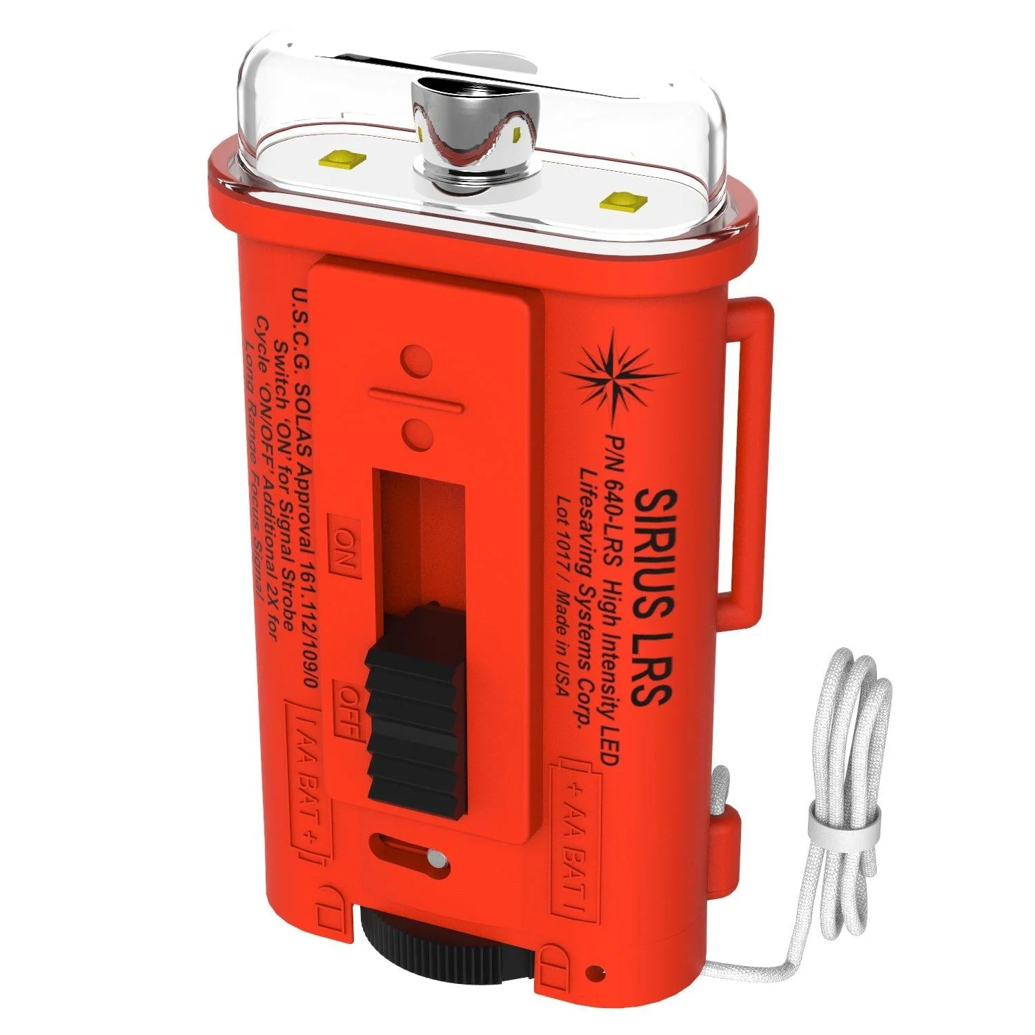 Lifesaving Systems Corp Sirius Long Range LED Strobe Light - USCG Approved Signaling Strobe - Does NOT Replace Flares, Exceeds Solas Requirements - Made in USA Standard