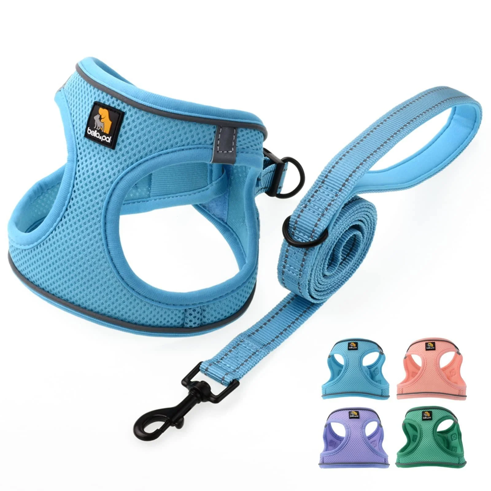 Bella & Pal dog harness Small dogs with leash step-in dishes made of Air mesh anti-train reflective breathable breastware puppy dishes for small dogs cat dishes blue s s s s s s s s s s s s s s s s (35-40cm breast size) Sky Blue