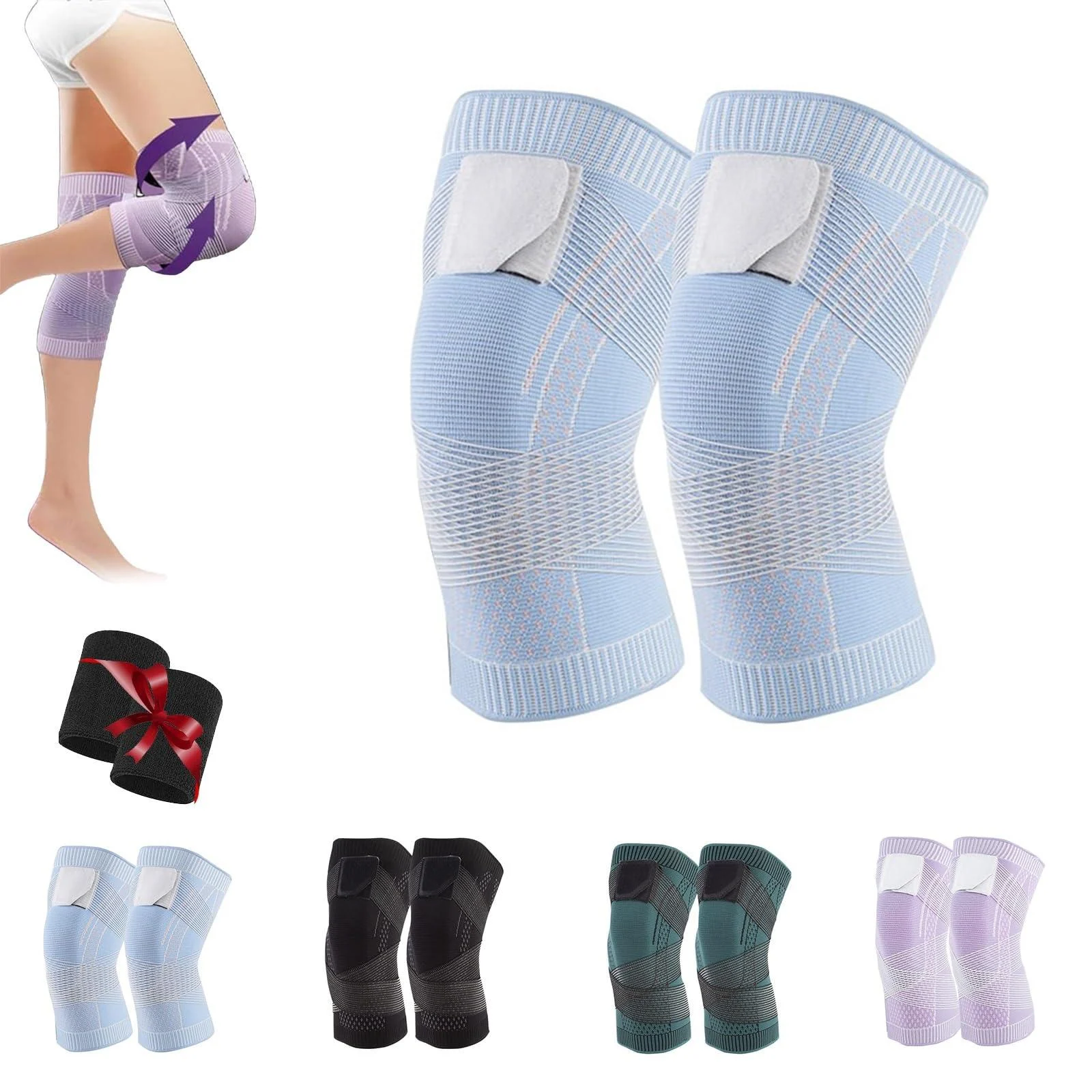Beyonddraw Knee Compression Sleeve Beyond Draw Knee Sleeve Beyond Draw Knee Brace Beyond Draw Sleeve for Outdoor(Blue L) Large Blue - KHFNKUG