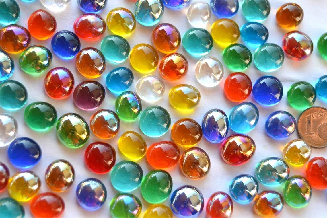 Bazare Masud eK 70g mini glass nuggets 10-12mm mug stones approx. 50 pieces glass stones decorative stones (mixed colors)