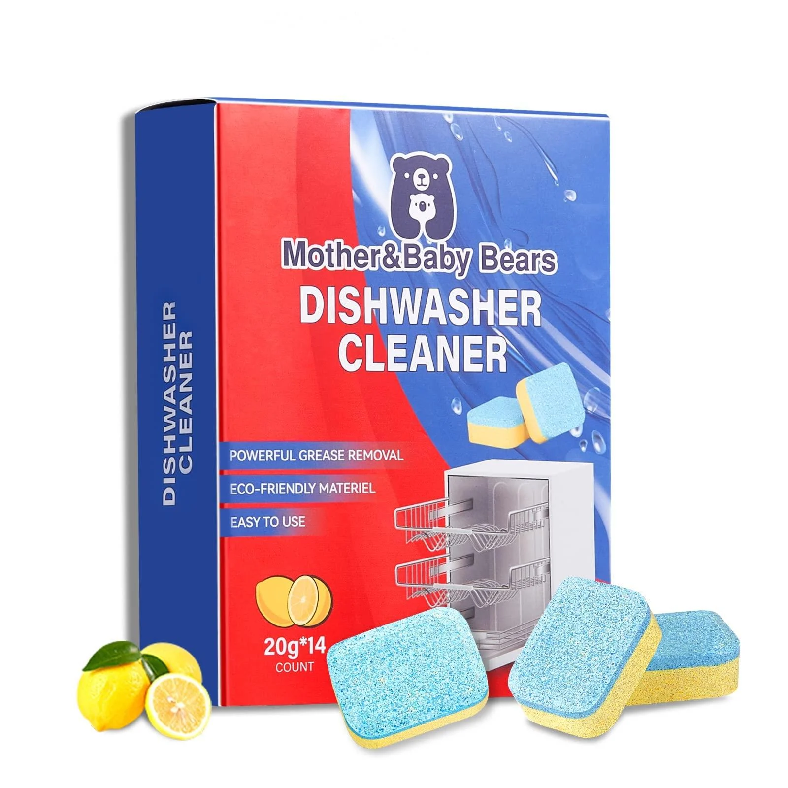 Dishwasher Cleaner Tablets 14 Count Natural Dishwasher Cleaner and Deodorizer Remove Grease Limescale Odor Calcium Septic Safe. - Mother&Baby Bears