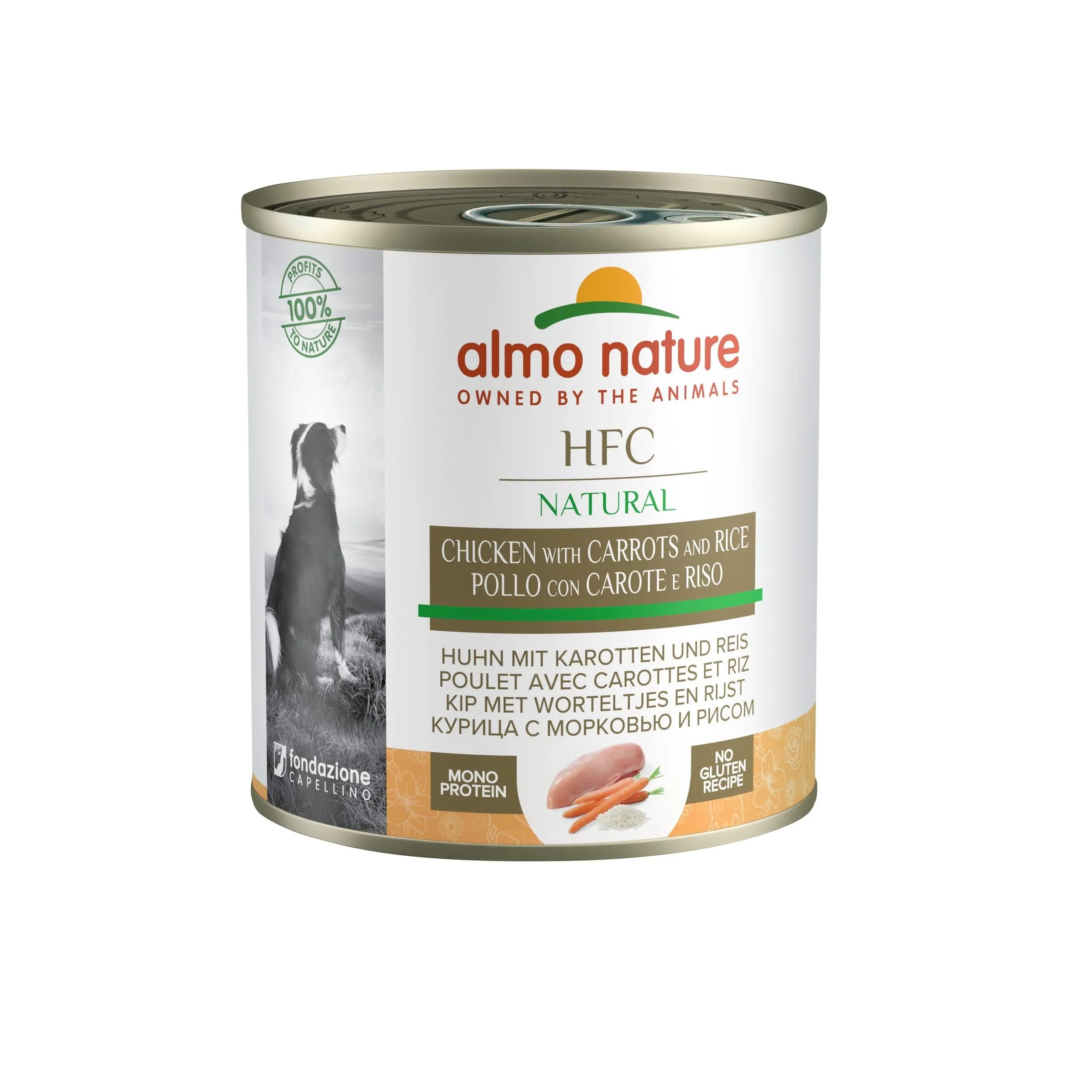 Almo Nature HFC Natural - Wet food for dogs with chicken with carrots and rice originally food quality and are now being used for dog food.Chicken with carrots and rice 1 piece (12 pack)