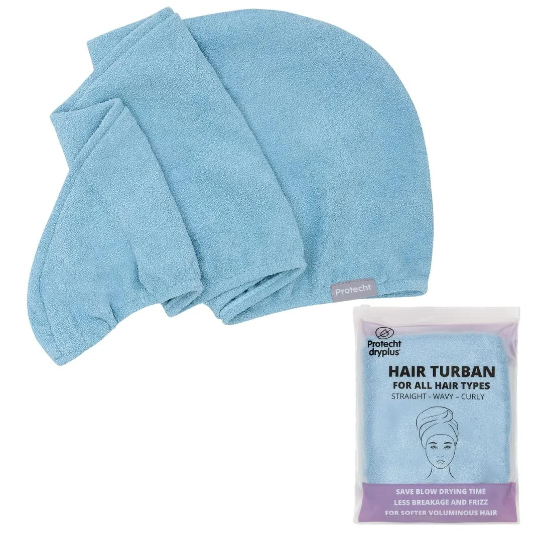 PROTECHT DRYPLUS Super Absorbent Microfibre Hair Turban - Blue Fog One Size Blue Fog
