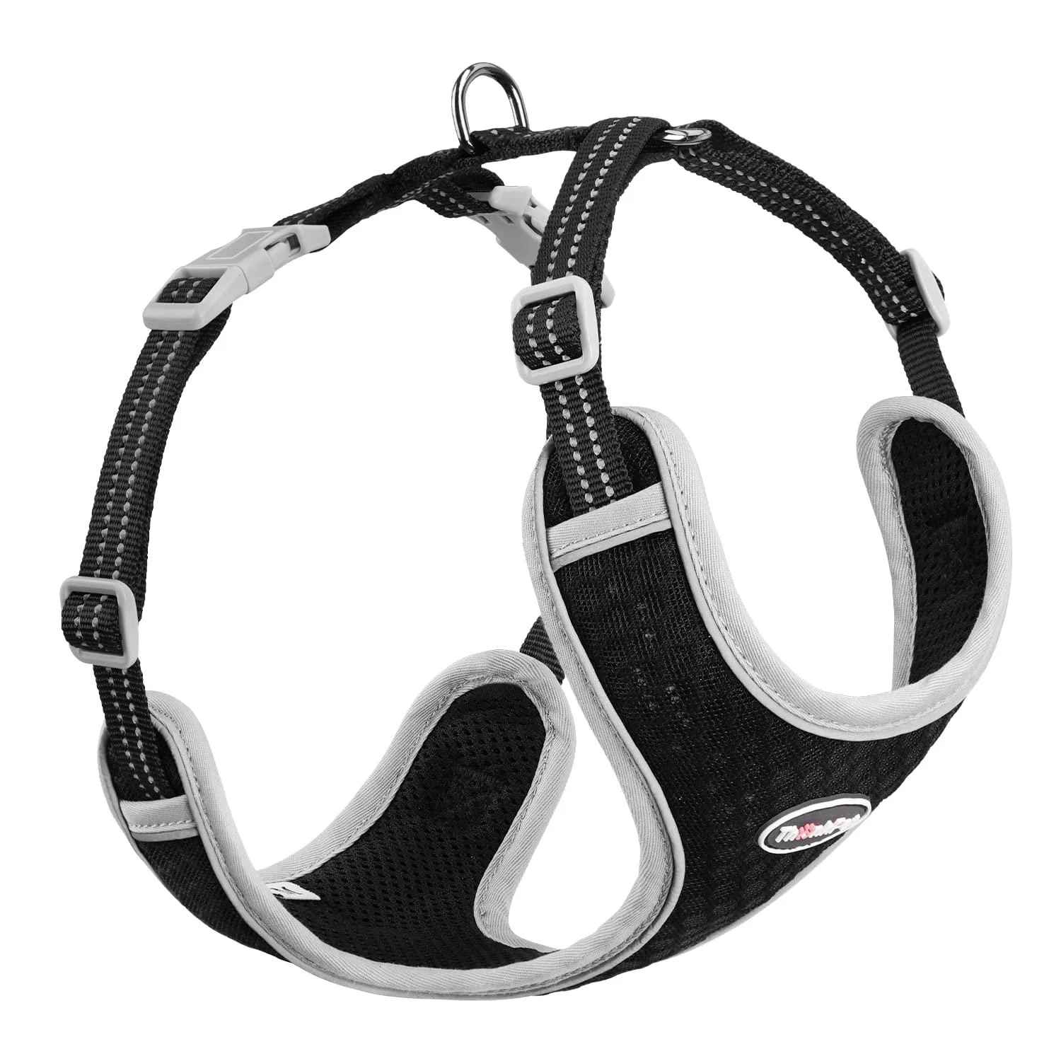 Thinkpet no-pull dog harness breathable chest harness for small medium large dogs adjustable soft running harness safe control padded reflective safety harness m (1 Pack) black