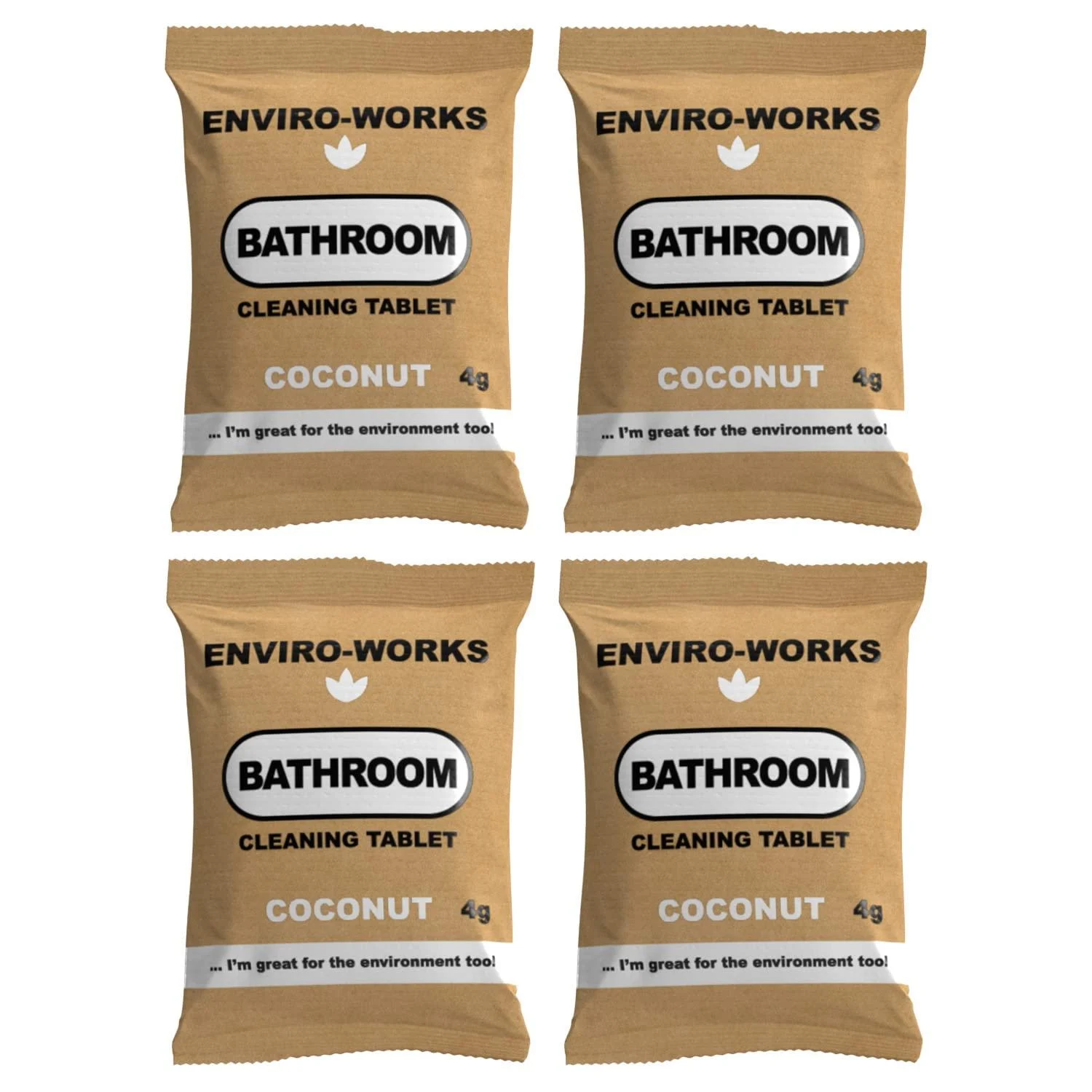 Enviro-Works Bathroom Cleaning Tabs x4 REFILLS - Eco Friendly Non Toxic - Save on Plastic Waste