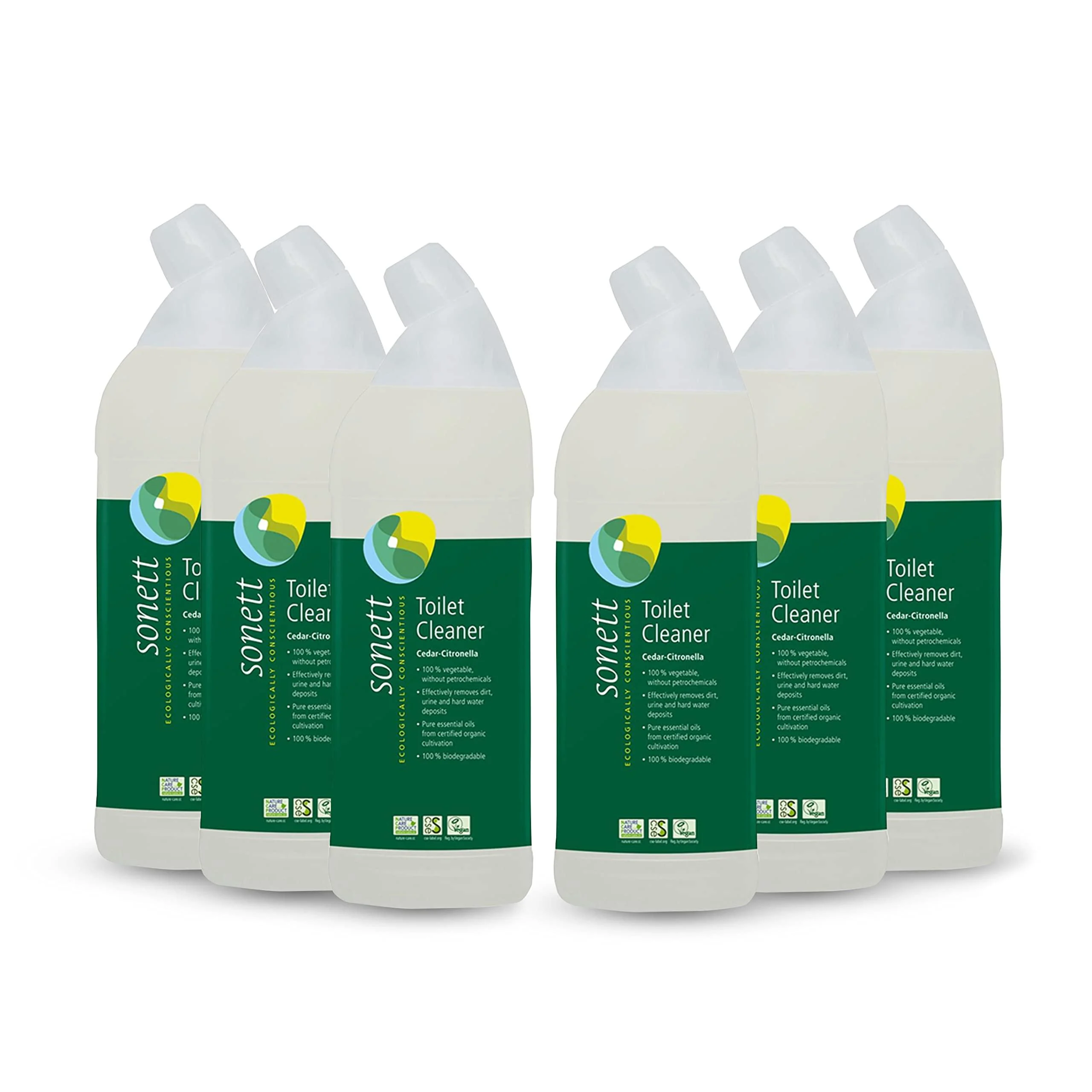 Sonett Organic Toilet Cleaner Cedar-Citronella Pure Essential Oils From Certified Organic Cultivation 25fl oz (Pack of 6)