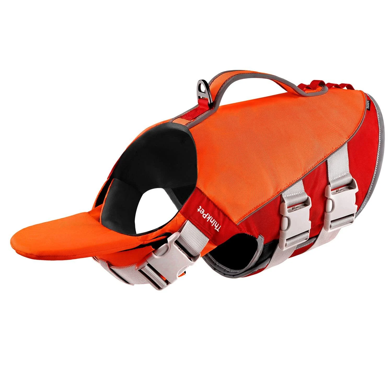 ThinkPet Dog Life Jacket Adjustable Life Jacket Reflective Lifesaver with Buoyancy Orange Red L
