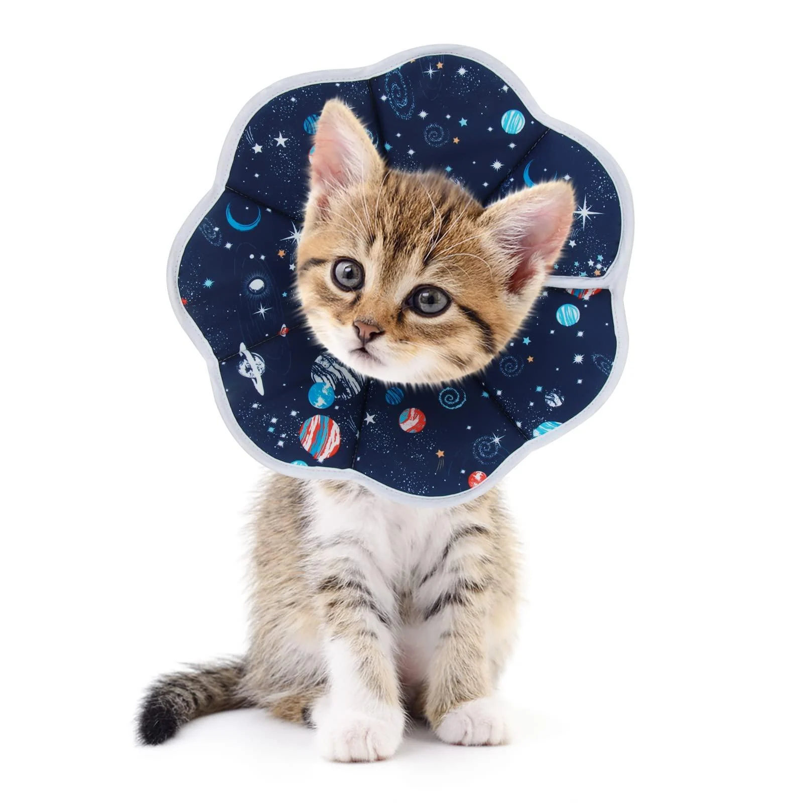 Cat Recovery Collar Cat Soft Cone Collar Pet Protective Cotton Cone Adjustable Fasteners Collars for Cats Puppies,Blue Small - SLSON
