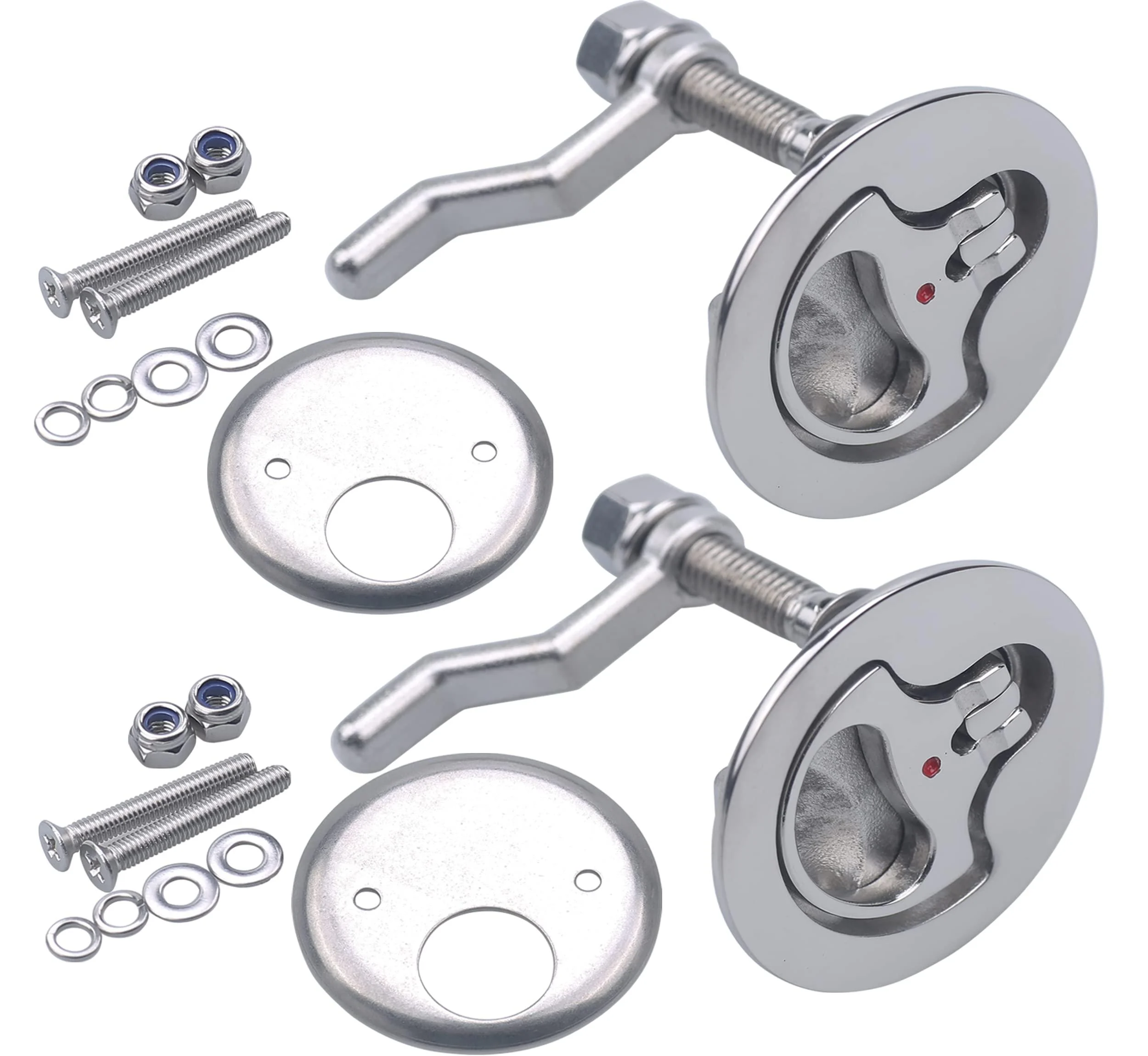 MX Boat Cam Latch,Marine Hatch Latch Flush Pull Handle Latch Stainless Steel W/Fasteners Sliver-2pcs