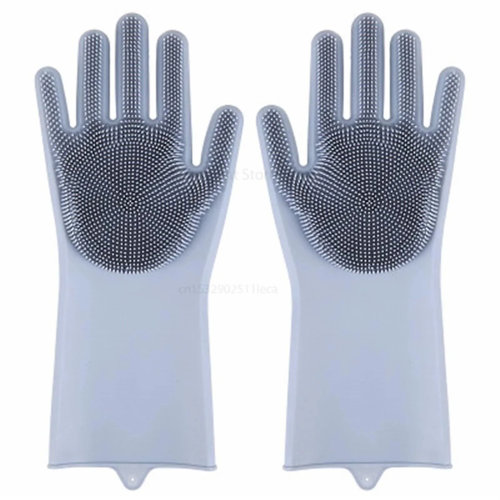 Cleaning Gloves Kitchen Cleaning Tools Household Silicone Gloves Dishwashing Brushes Dishwashing Gloves Dishwashing Gloves Gray - JLSMGS