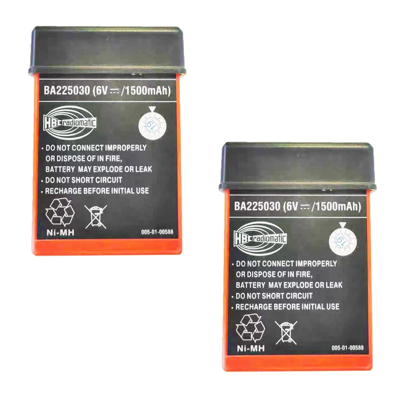 2 Pack BA225030 Battery 6V 1500mAh for hbc radiomatic ba225030 Ni-Mh Rechargeable Battery for HBC Crane Remote Control Pump Truck
