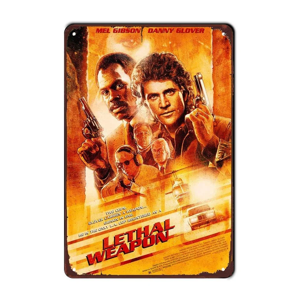 Lethal Weapon Vintage Movie Retro Tin Sign Metal Plaque Art Style Poster Home Bar Pub Wall Decoration Public Sign 8x12 Inches - WIZYXQ
